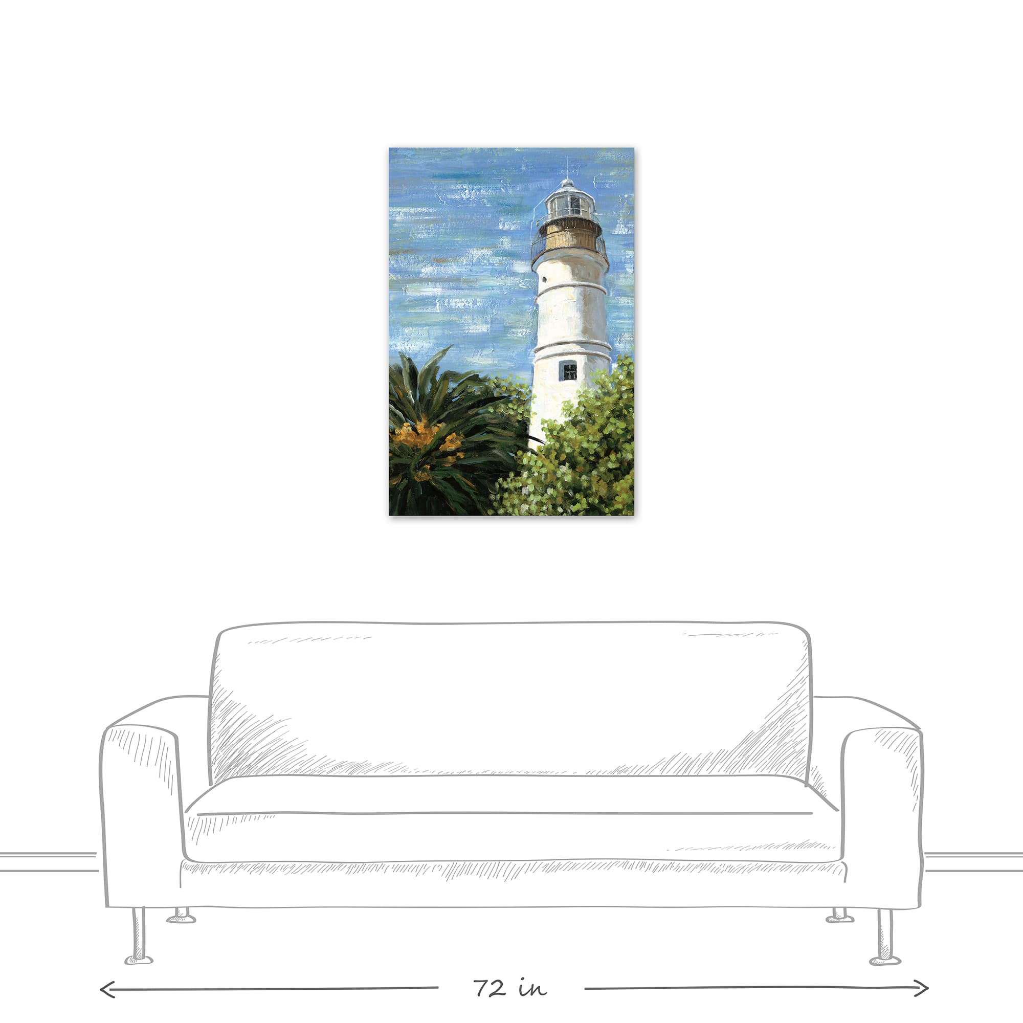 Lighthouse In The Garden 24" x 36" Canvas Wall Art