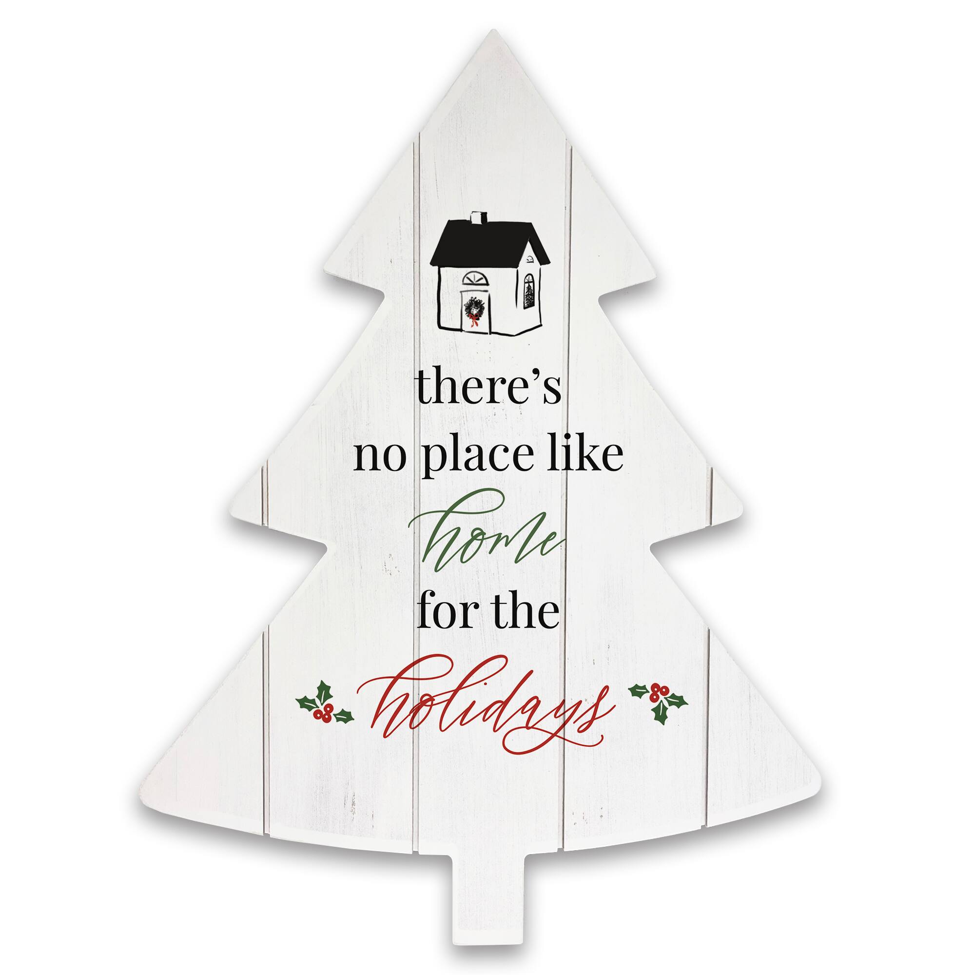 Home for the Holidays 14" x 18.5" Tree Shaped Pallet Wood
