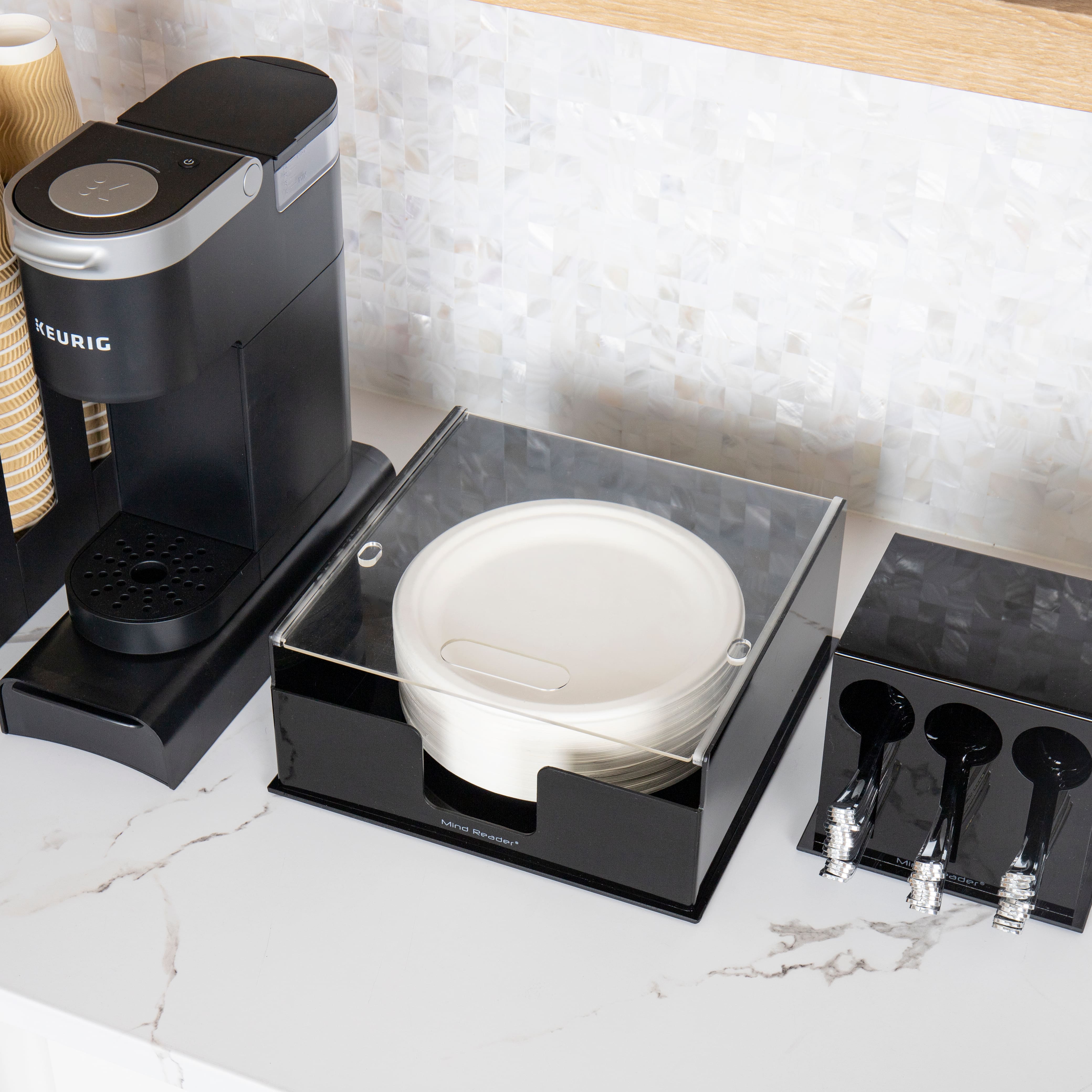 Mind Reader Foundation Collection Black Covered Plate Dispenser