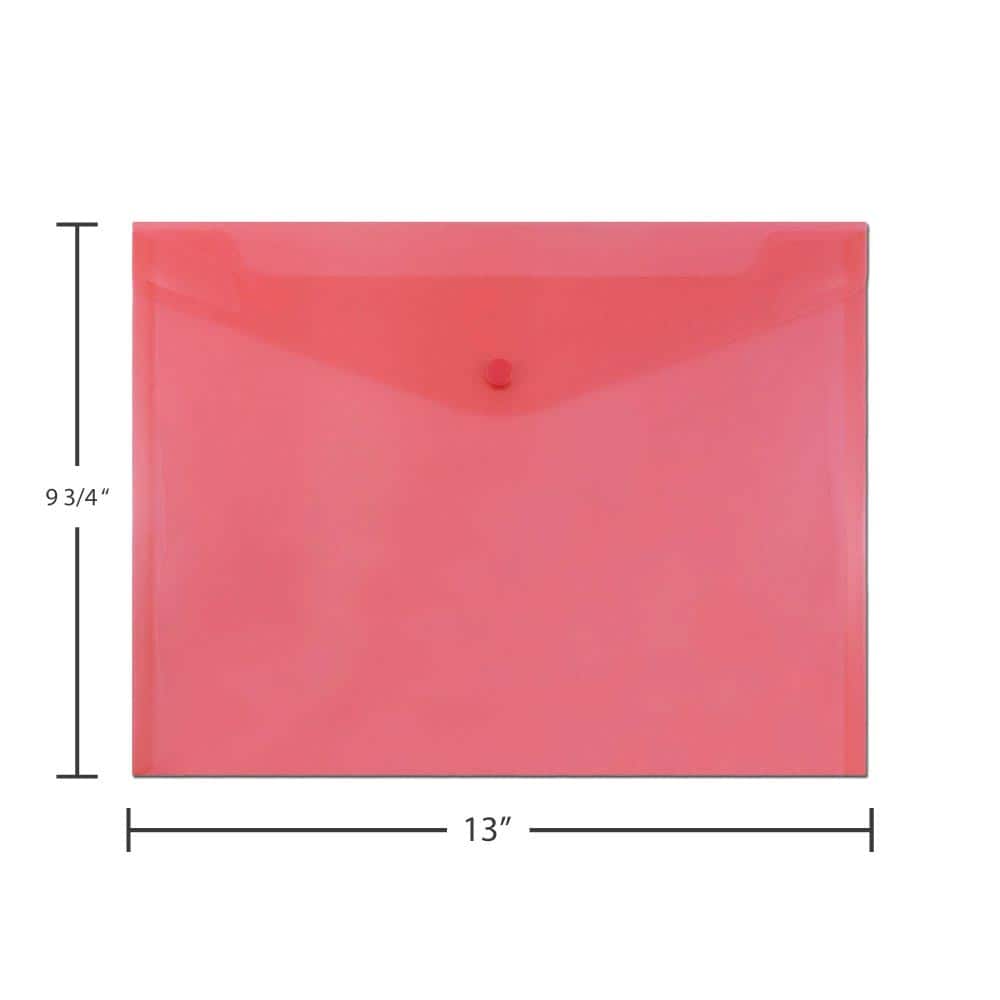 JAM Paper 9.75" x 13" Plastic Snap Closure Envelopes, 12ct.