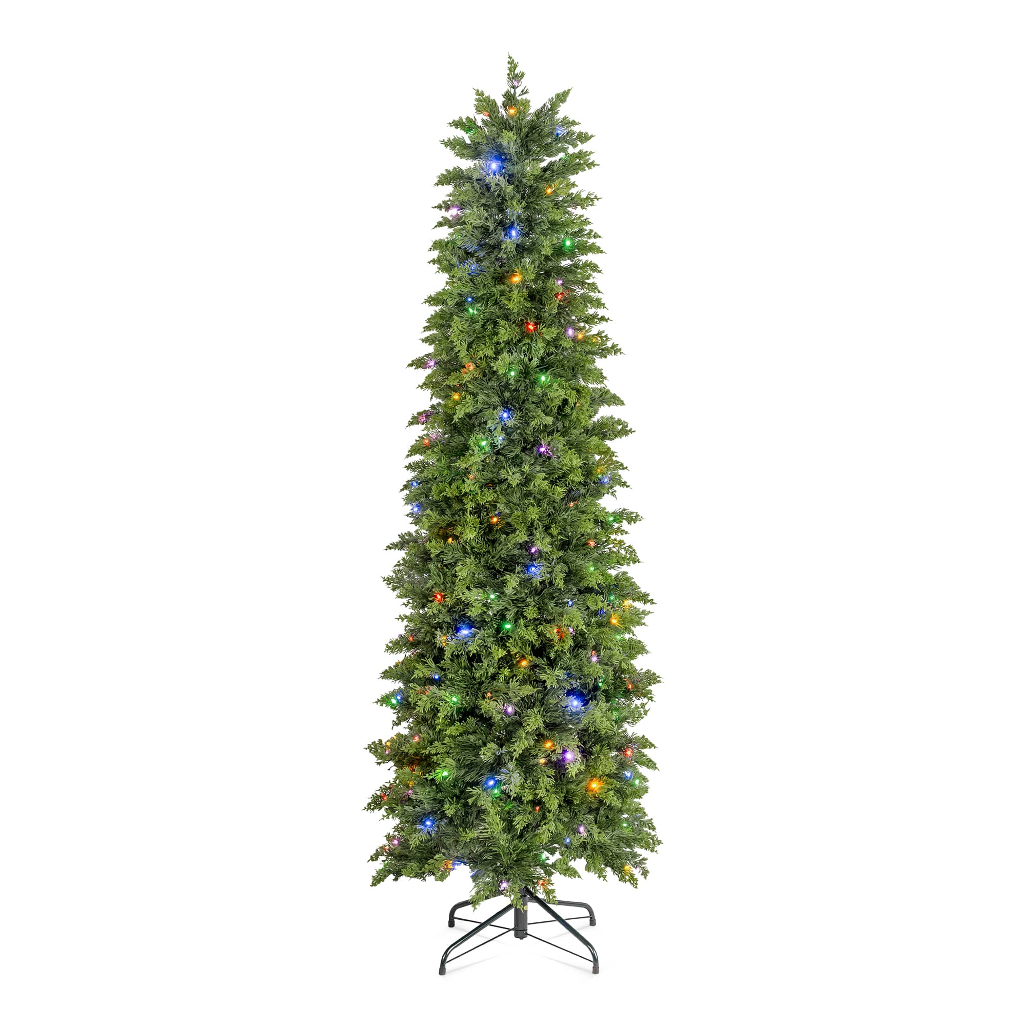 Glitzhome 6ft Pre-Lit Artificial Cypress 6 Foot Pre-Lit Multi-Function Lights Christmas Tree, One Size, Green