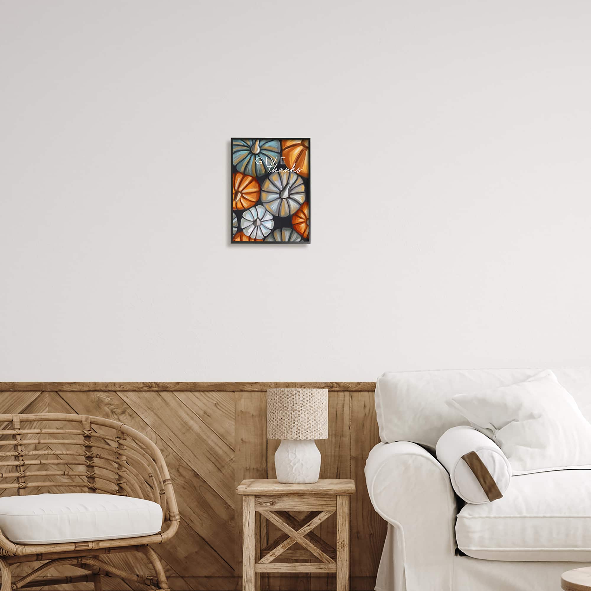 Stupell Industries Give Thanks Autumn Phrase Framed Giclee Art