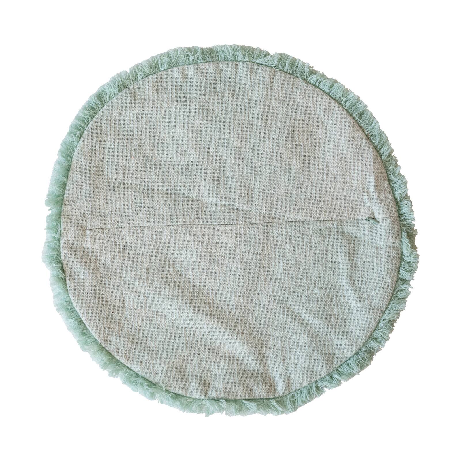 Hello Honey® 16" Light Green Embroidered Dove & Fringe Round Cotton Pillow Cover & Insert