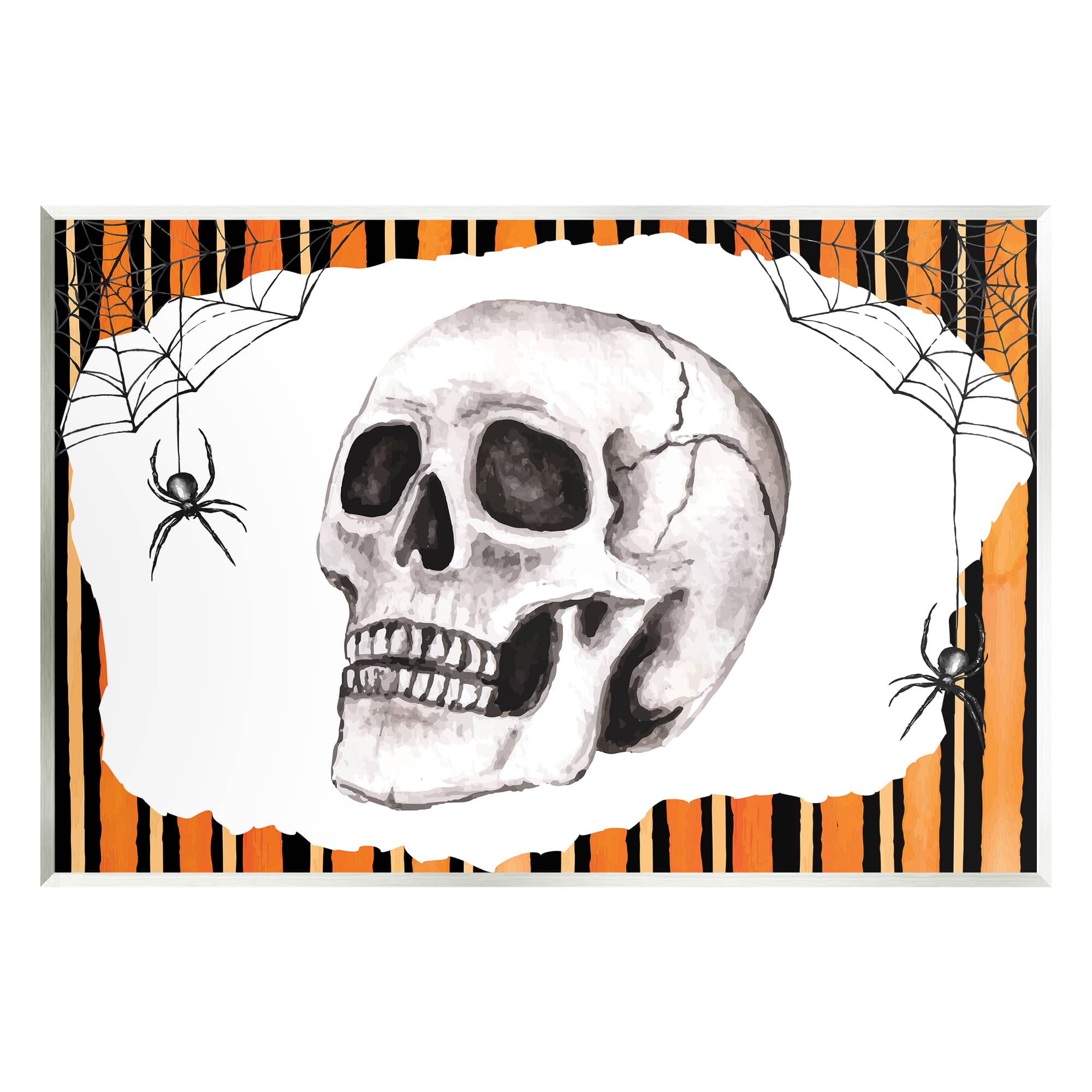 Stupell Industries Orange & Black Striped Skull Wall Plaque Art