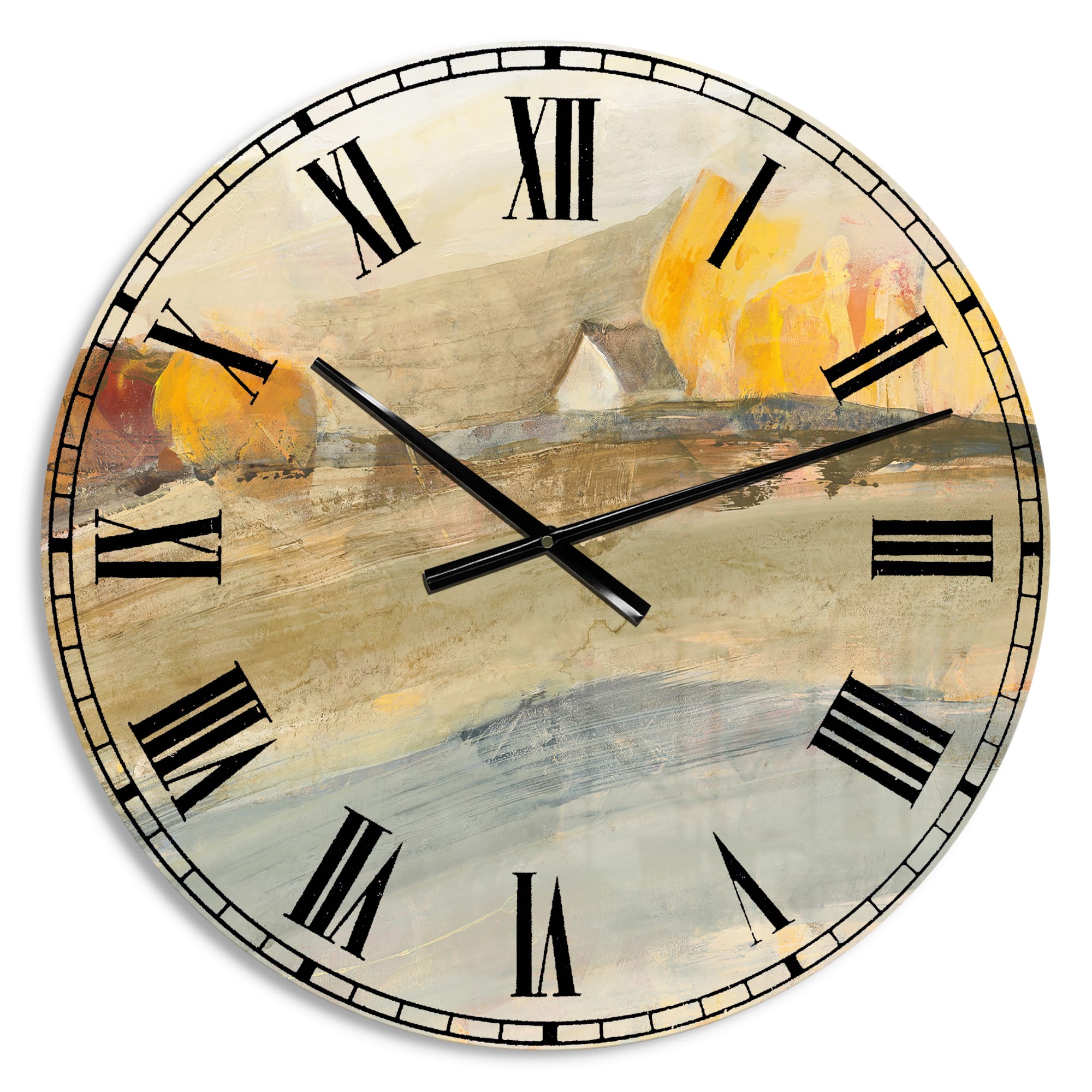 Designart Orange Brown Farm House Wall Clock