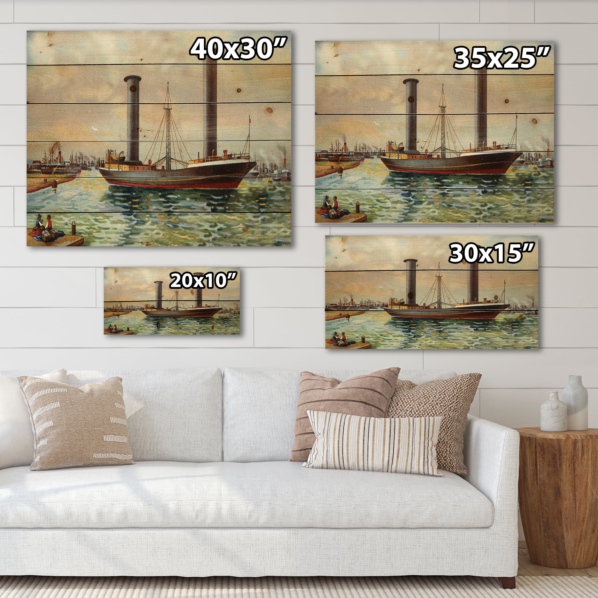 Designart - Ancient Boat Leaving The Harbor