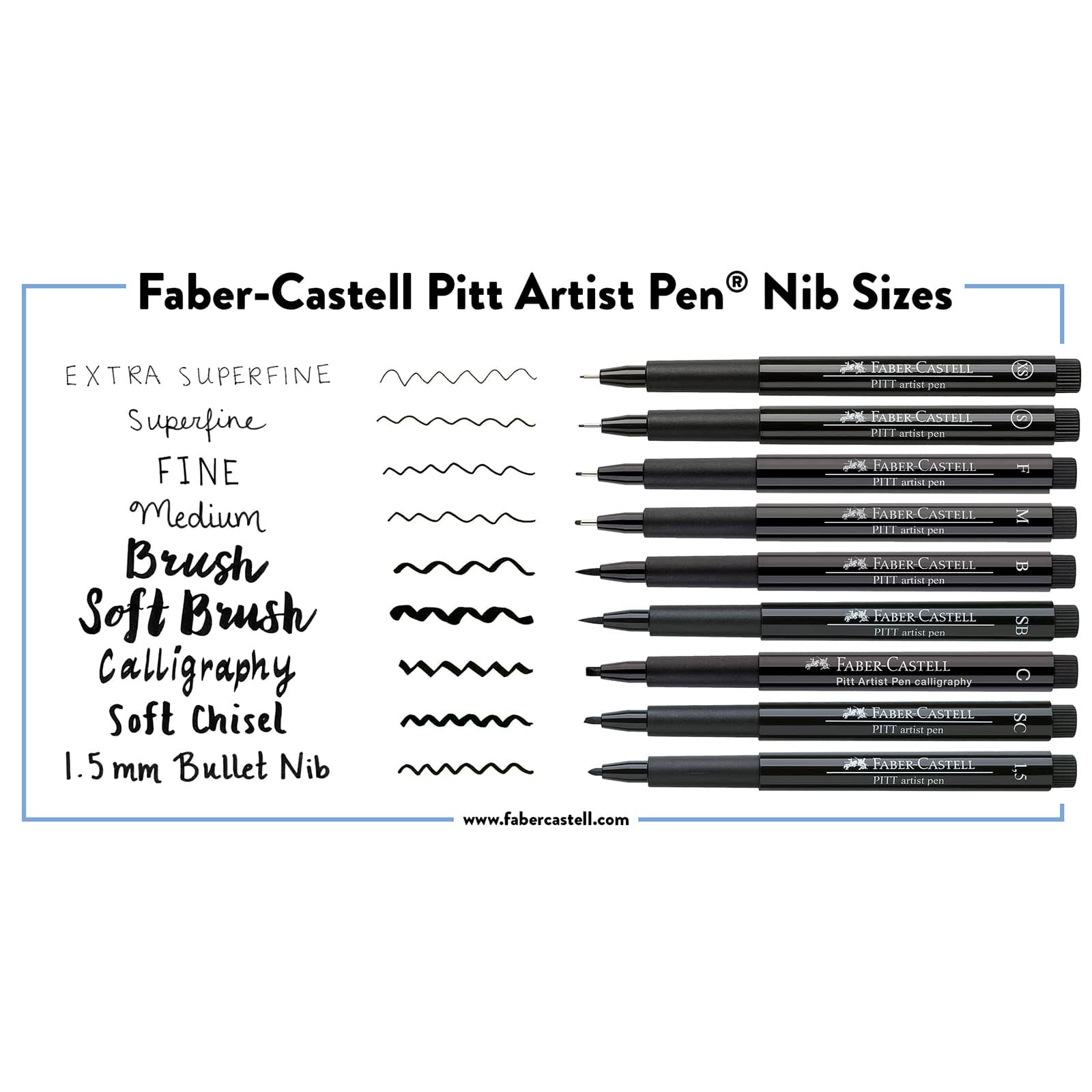 Faber-Castell® PITT® 8 Piece Black Artist Pen Set