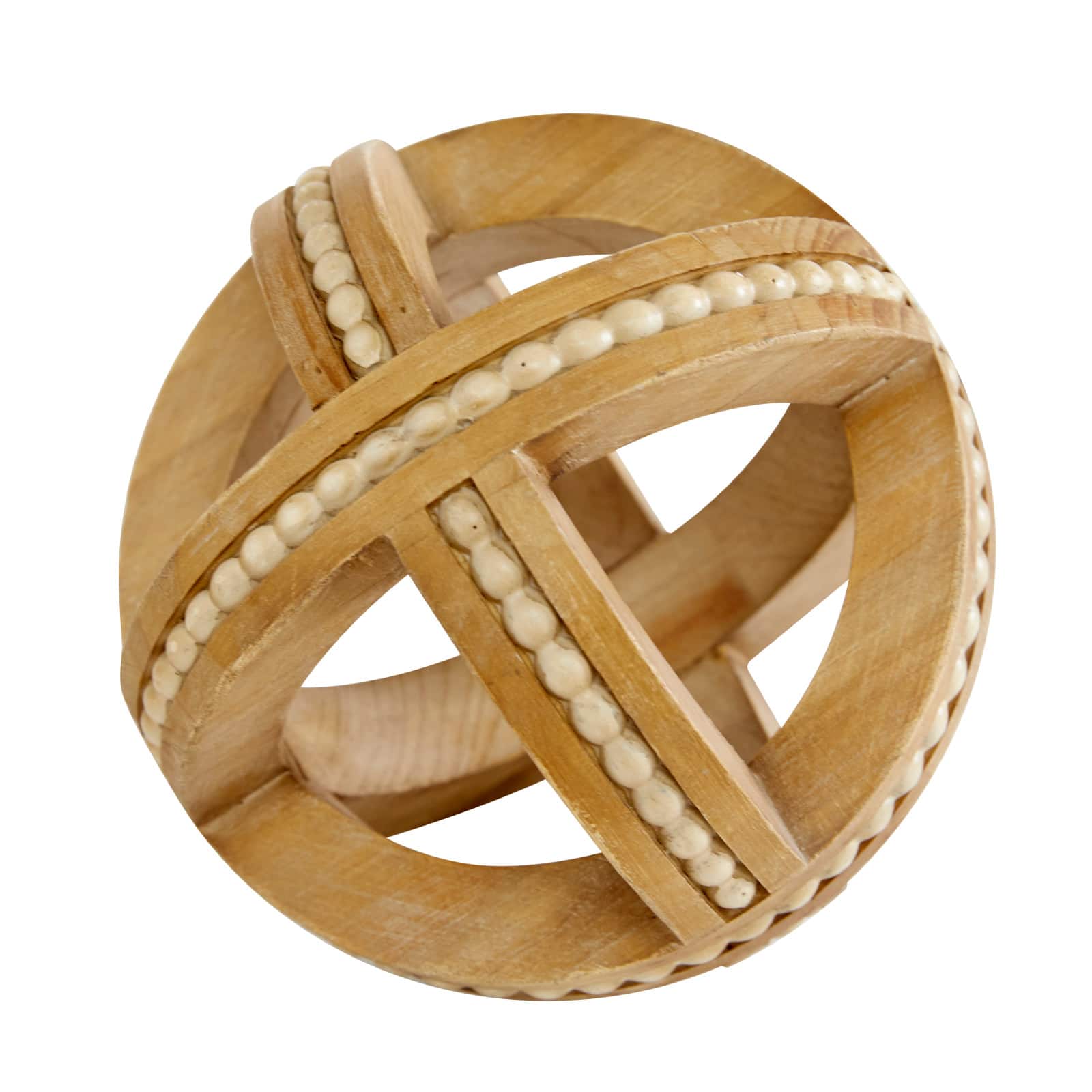 Wood Farmhouse Geometric Orb Sculpture Set