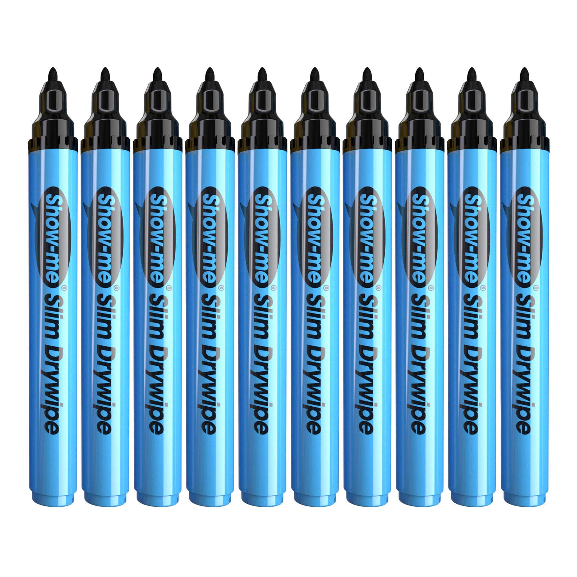 Show-me® Black Fine Tip Slim Barrel Drywipe Markers, 10ct.