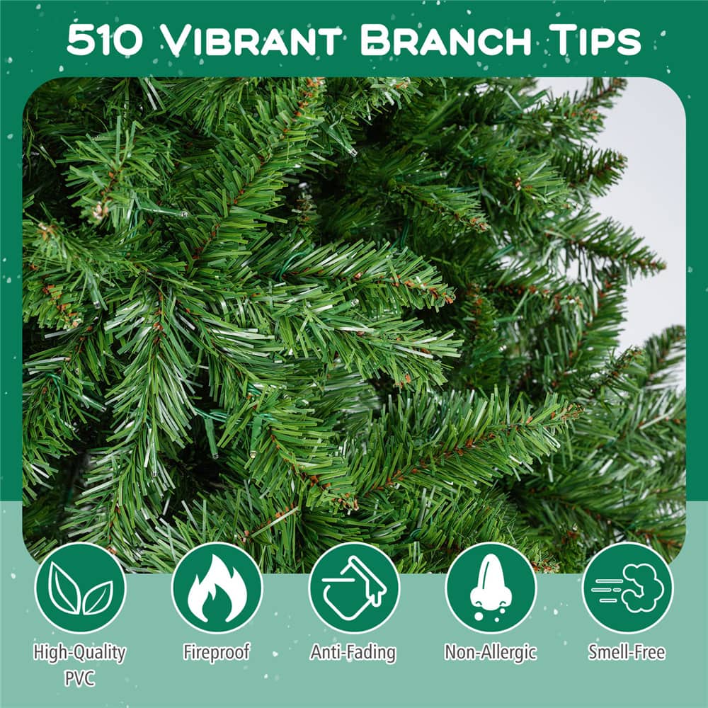Costway 5 ft Pre-Lit Artificial Christmas Tree, Warm White LED Lights