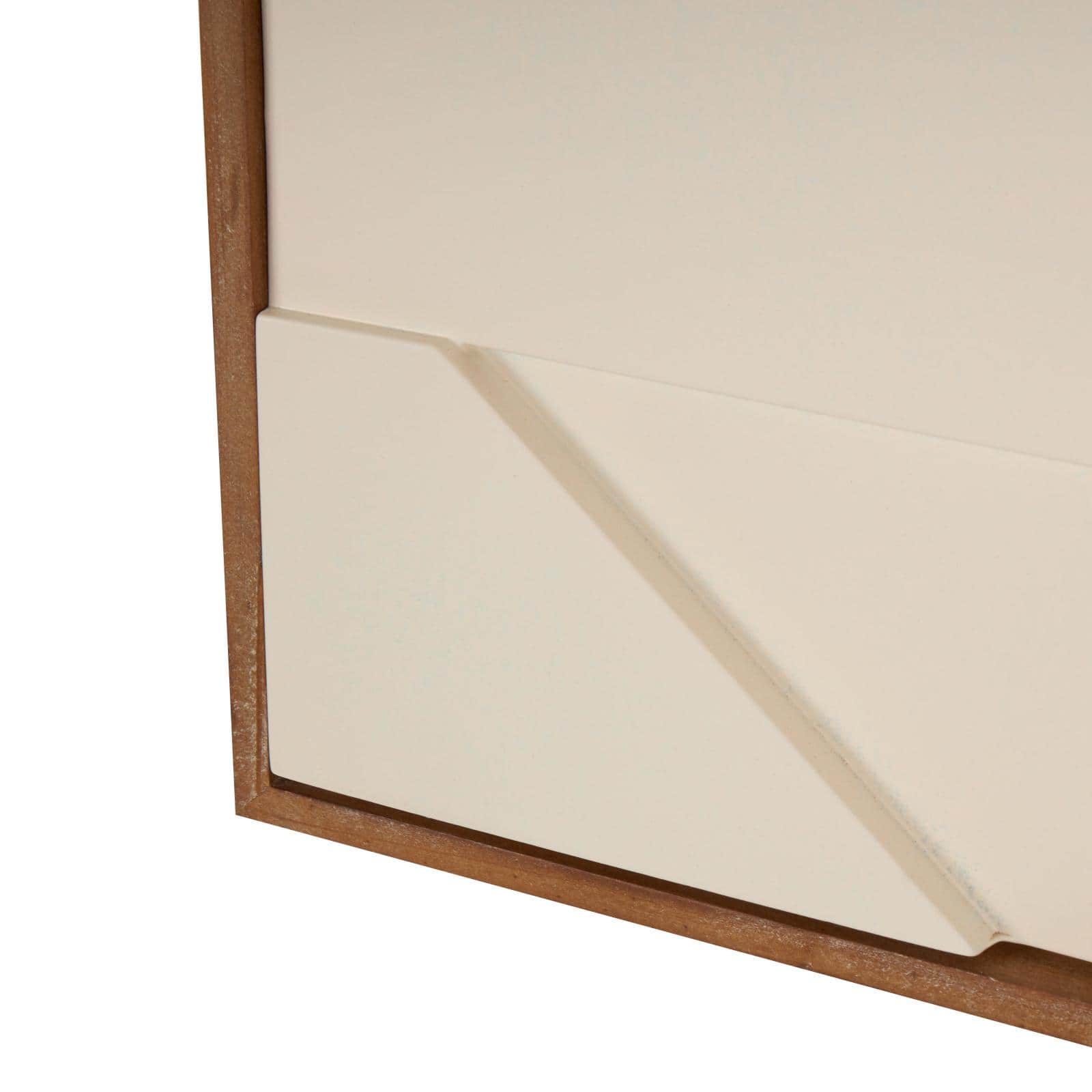 Wall Décor Cream Wood Geometric Design with Brown Wood Frame