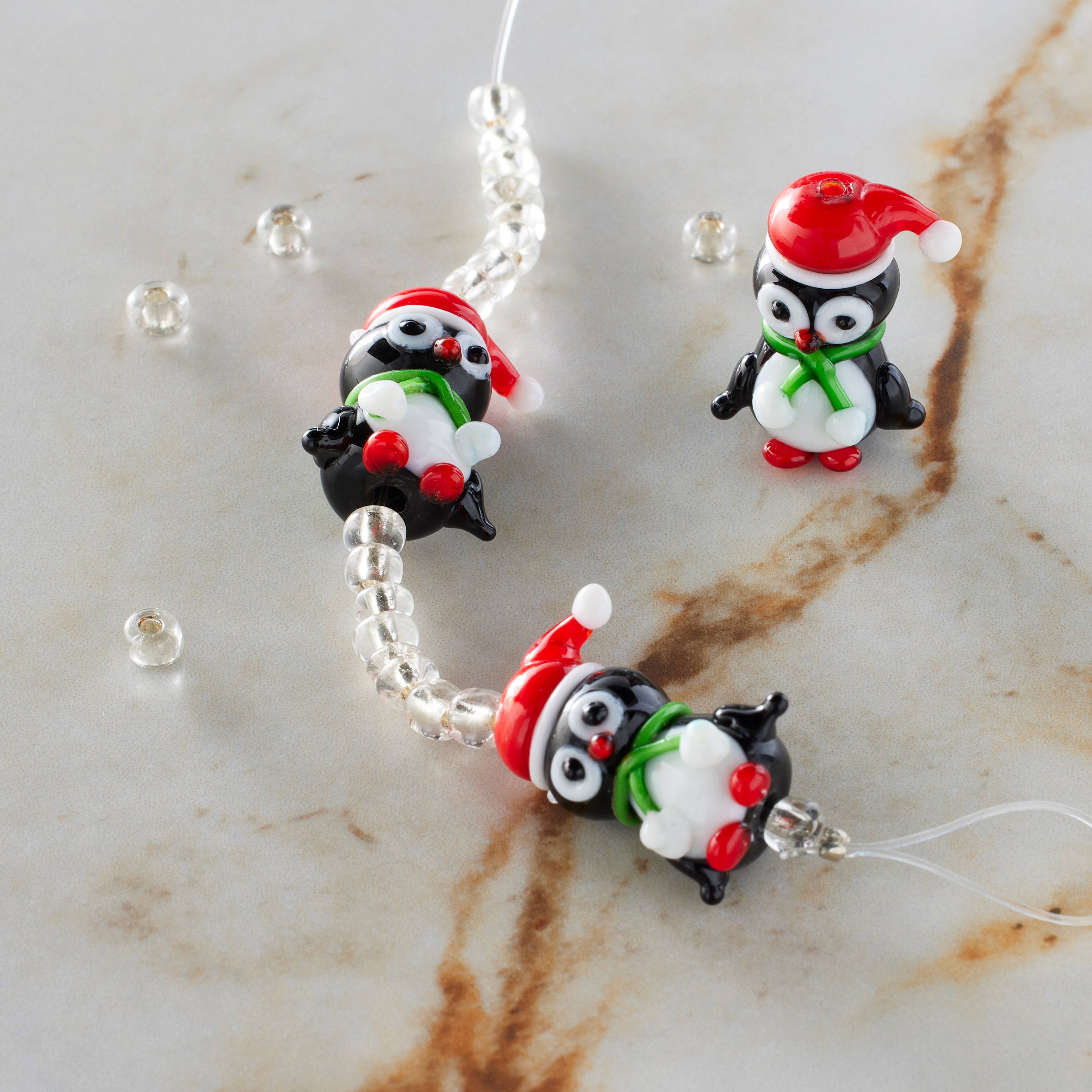 Multicolour Lampwork Glass Christmas Penguin Beads, 19mm by Bead Landing™