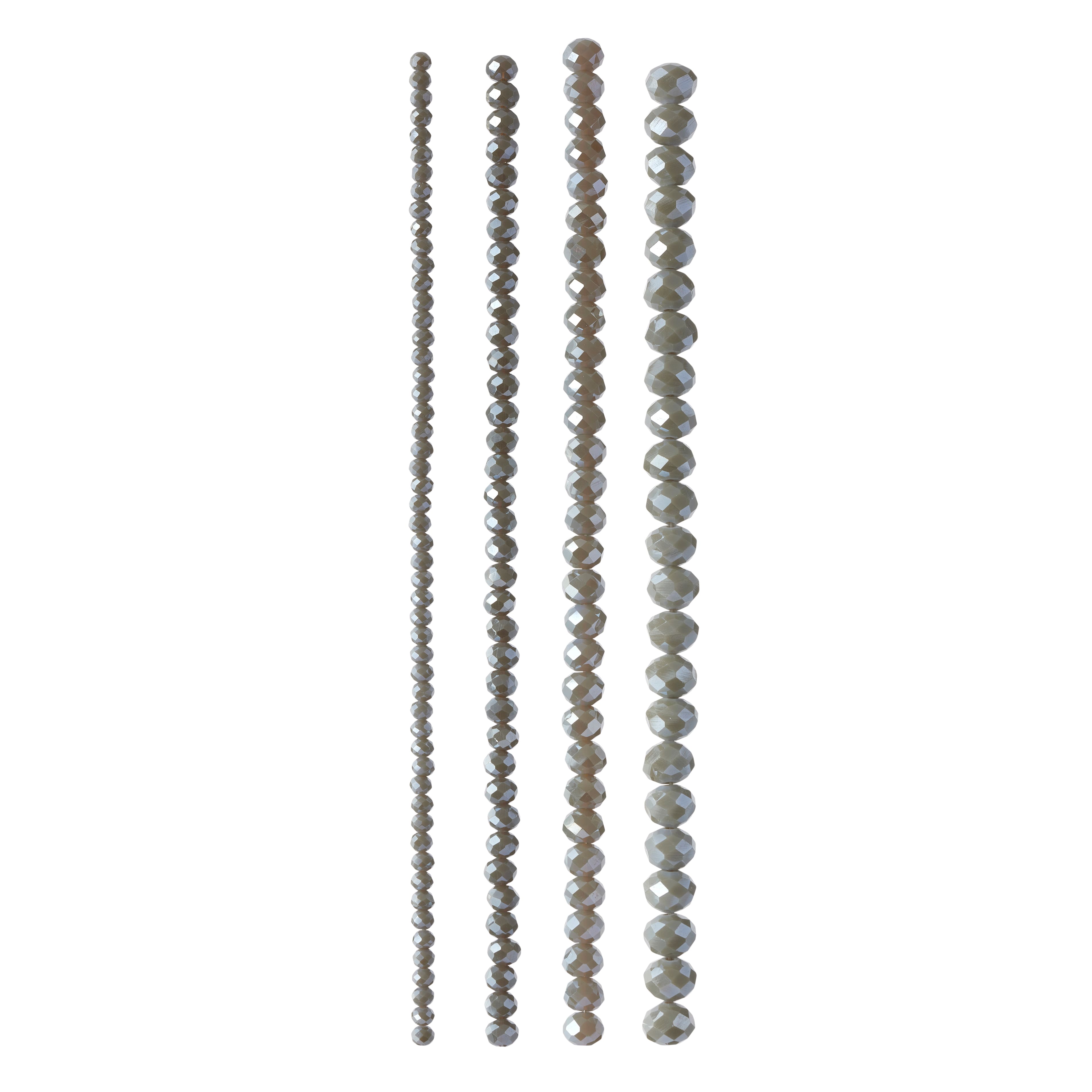 12 Packs: 4 ct. (48 total) Gray Faceted Glass Rondelle Bead Strands by Bead Landing™