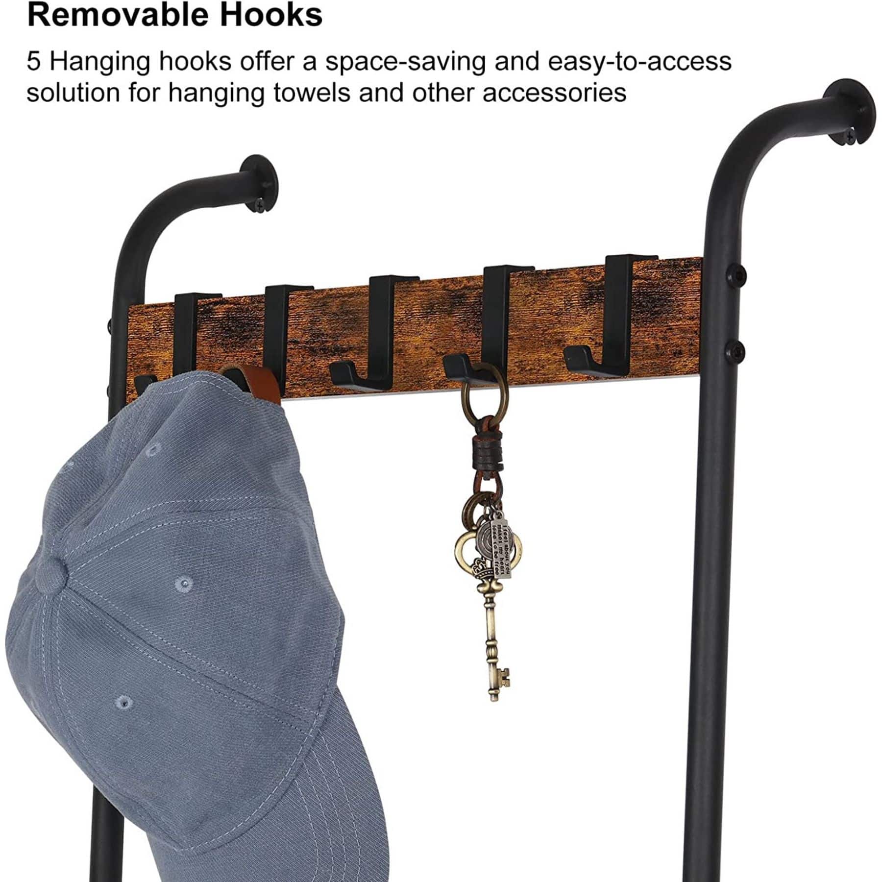 NEX™ 64" Black Blanket Ladder Leaning Towel Holder with 2 Metal Baskets