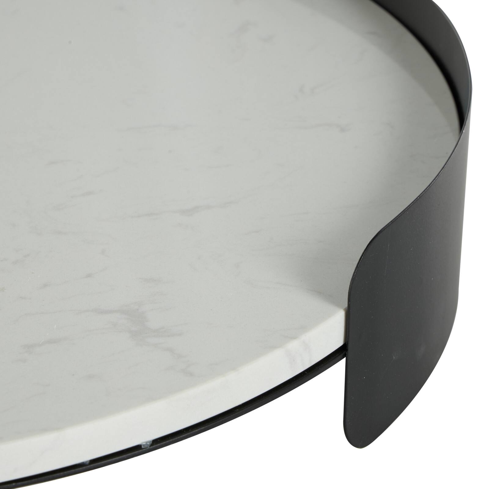 19" White Marble Round Living Room Décor Tray
