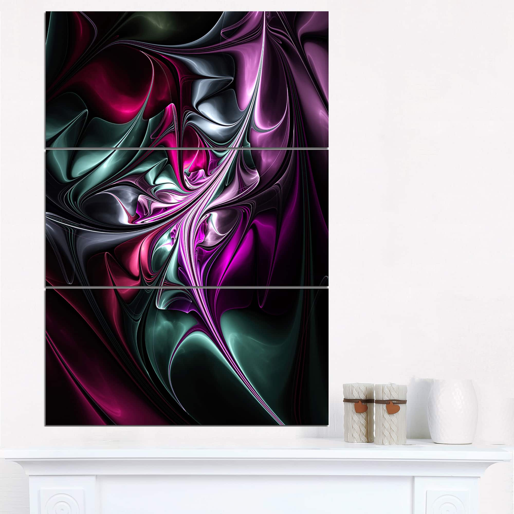 Designart - Multicolored Abstract Floral Shapes - Large Floral Wall Art Canvas