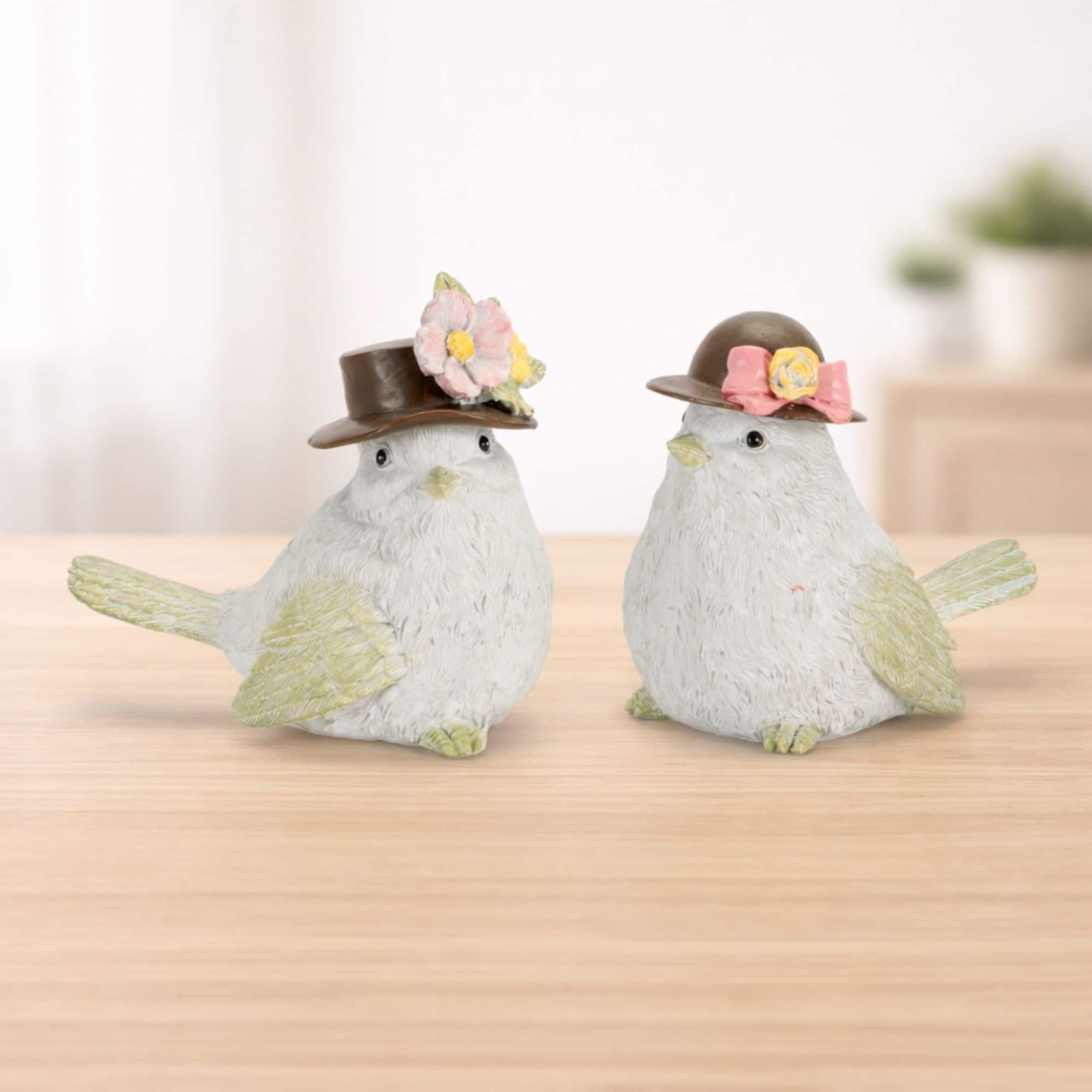 Melrose Bird with Floral Hat & Bow Figurine Set