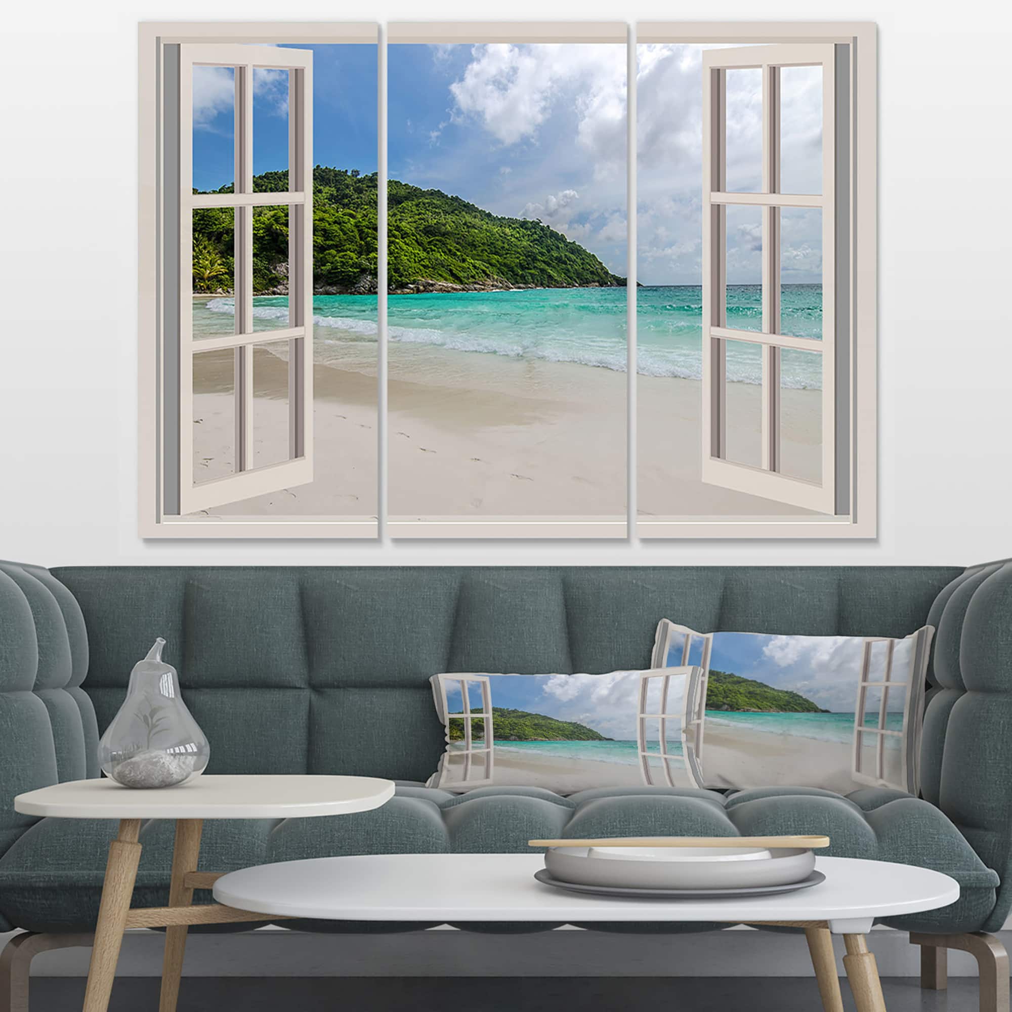 Designart - Open Window to Calm Seashore