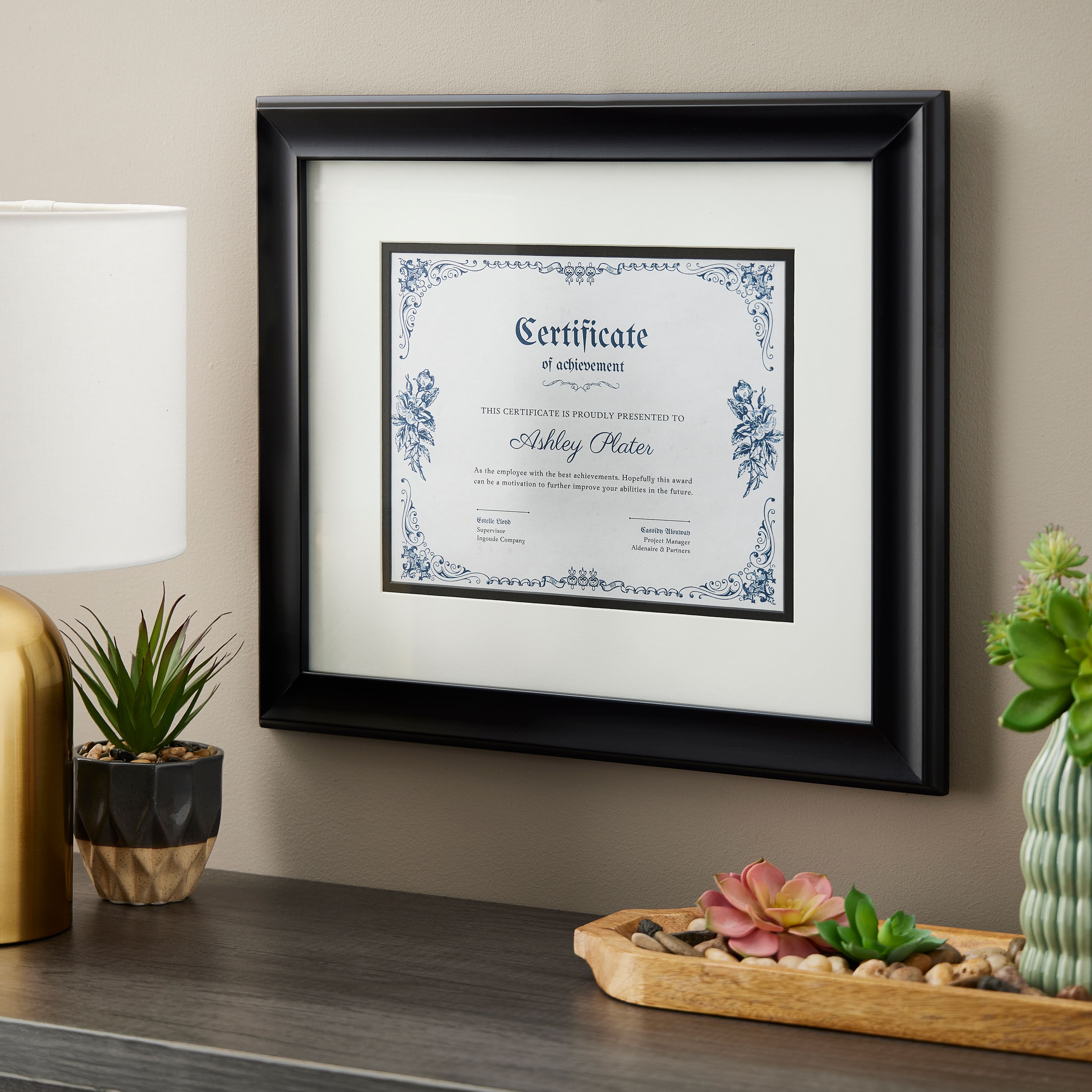 8 Pack: Black, 13" x 15.5" With 8.5" x 11" Double Mat, Document Frame by Studio Décor®