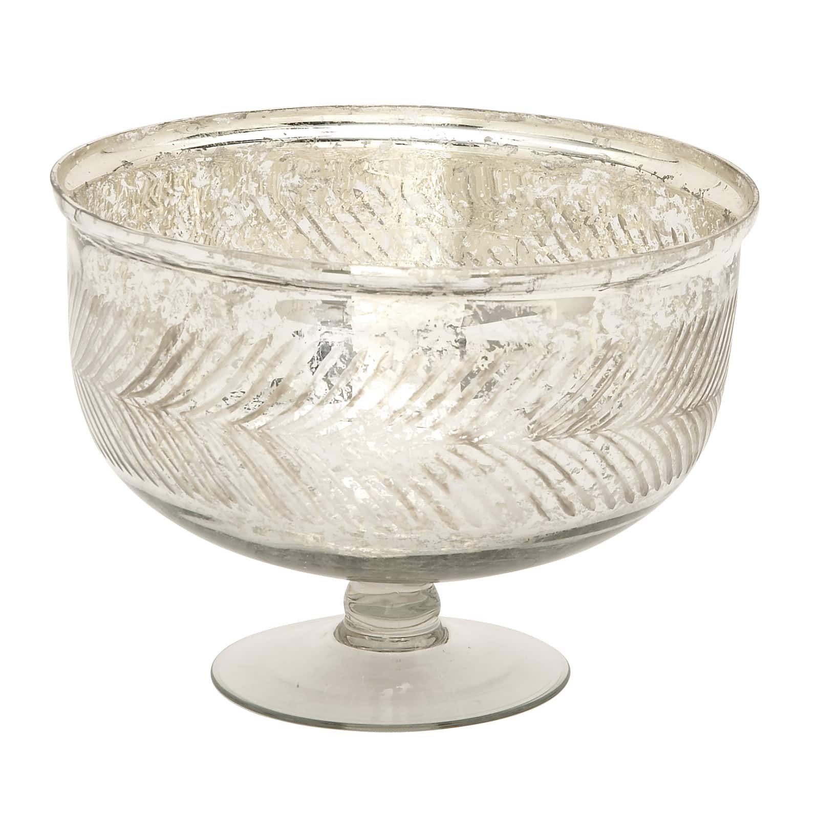 11" Silver Glass Glam Decorative Bowl