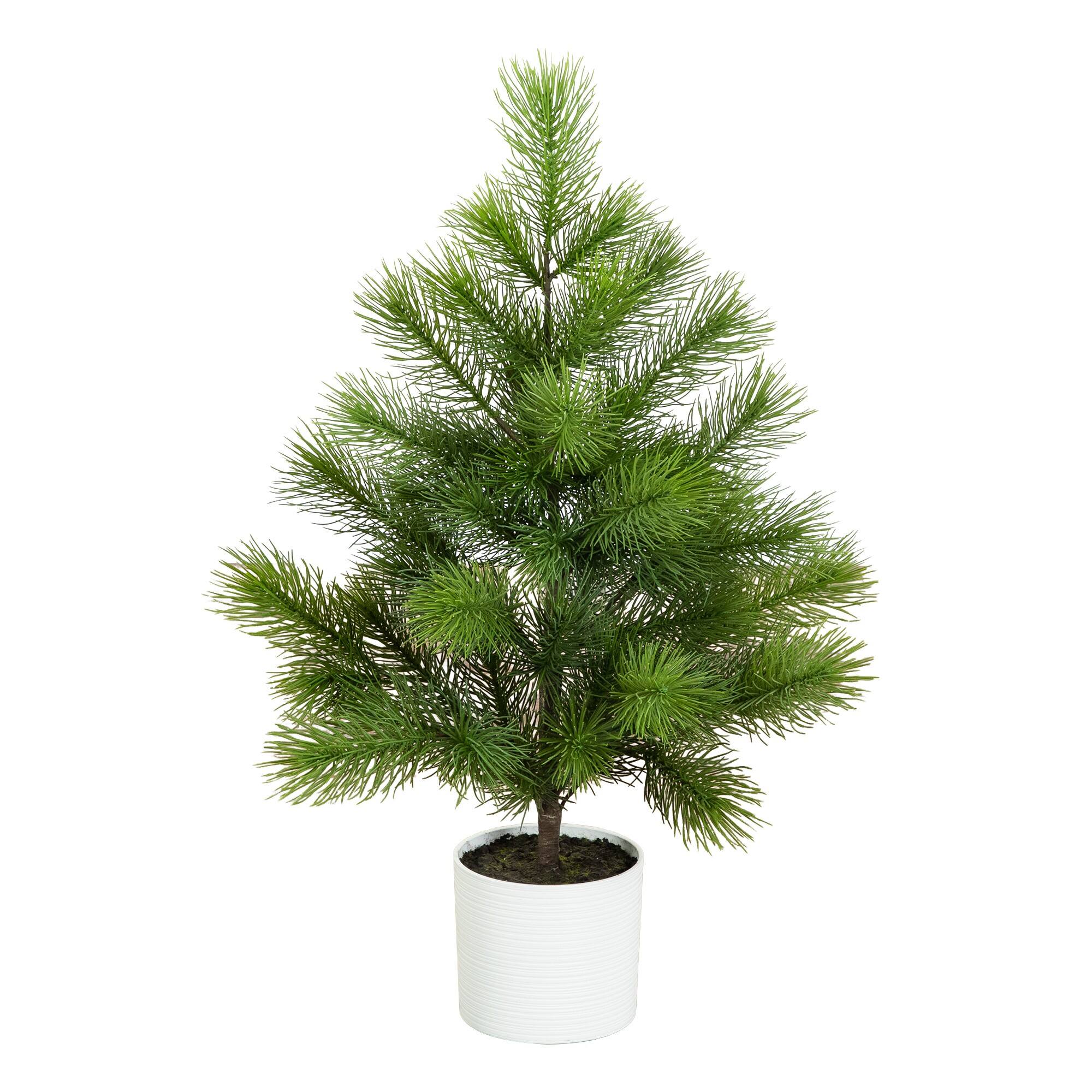 Nearly Natural 3ft. Unlit Artificial Real Touch Masson Pine Christmas Tree in White Decorative Planter