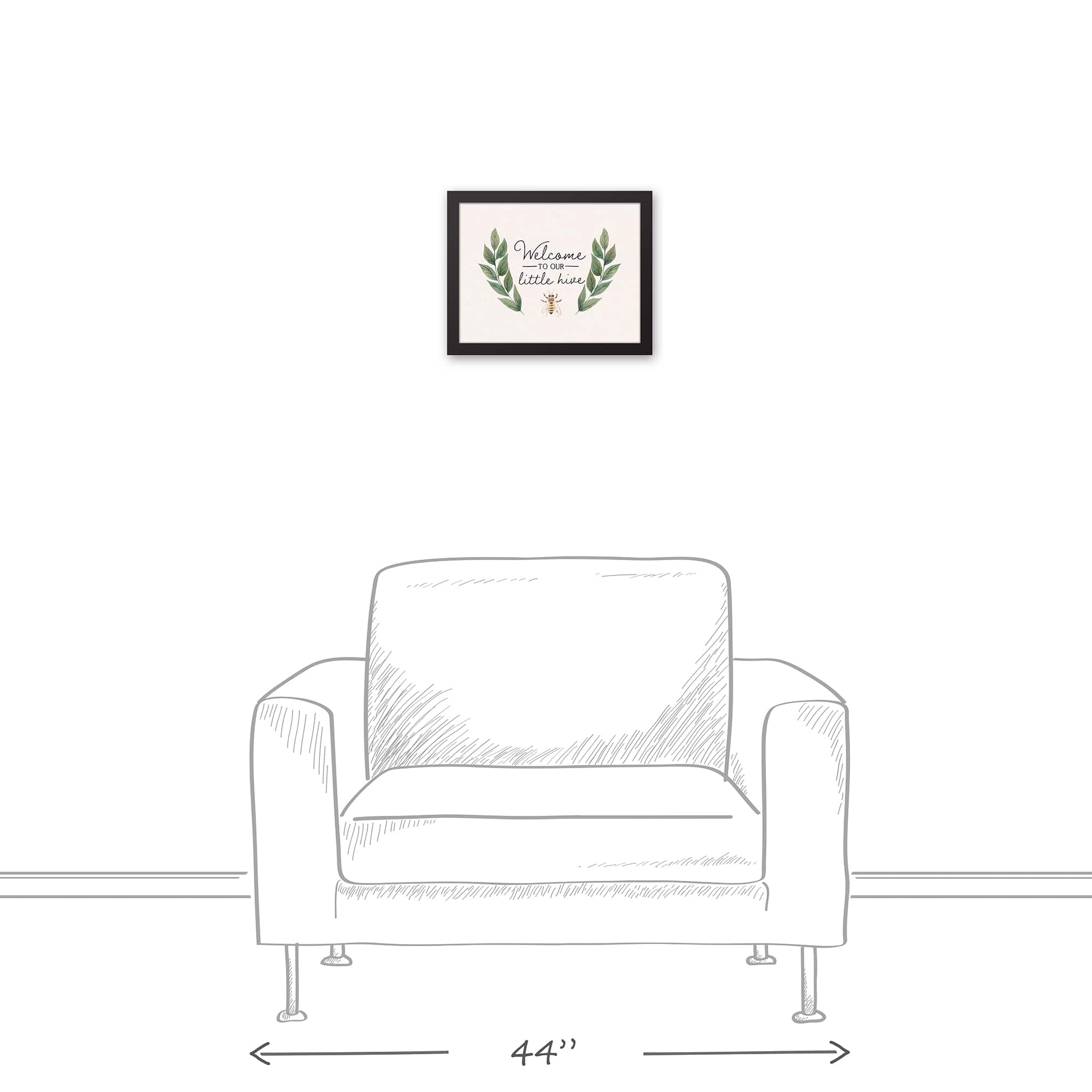 Welcome To Our Little Hive 11" x 14" Black Floating Framed Canvas