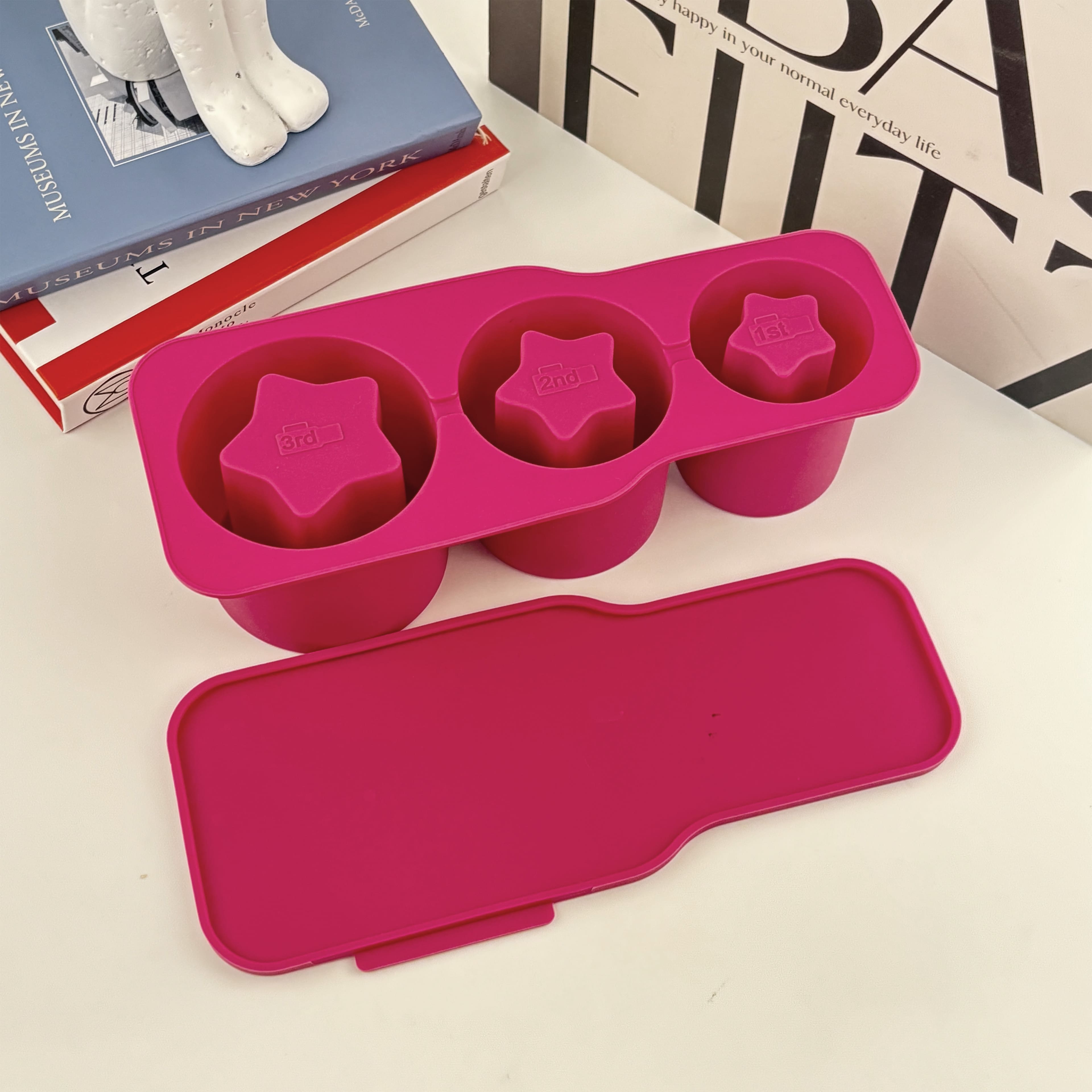 10.25" Hot Pink 3-Cavity Star Tube Silicone Ice Mold by Ashland®