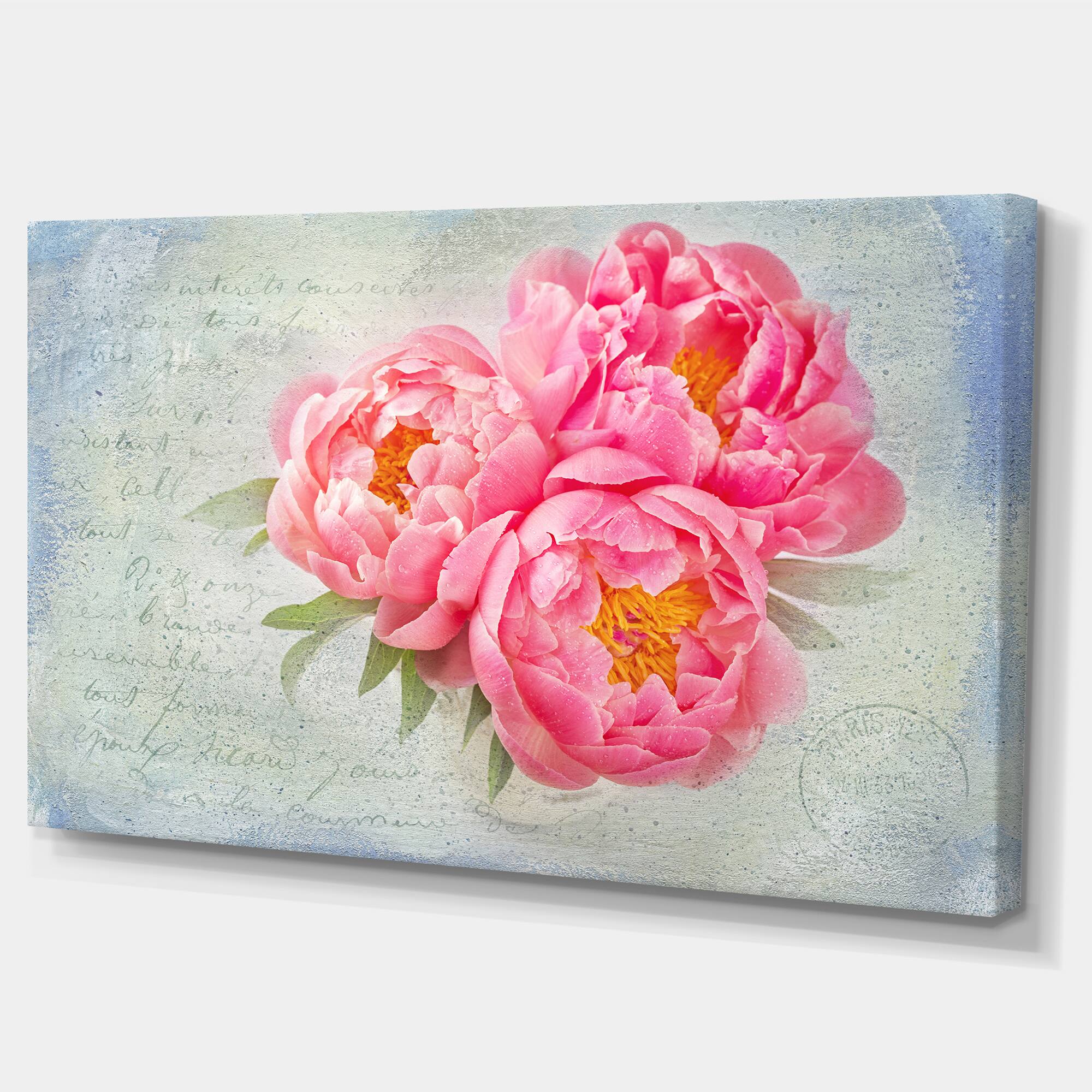 Designart - Pink Peony Flowers in White Vase