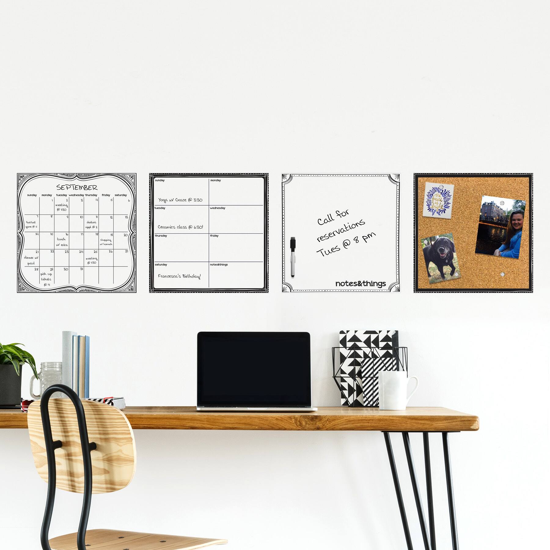 WallPops White Dry Erase Calendar & Corkboard Set