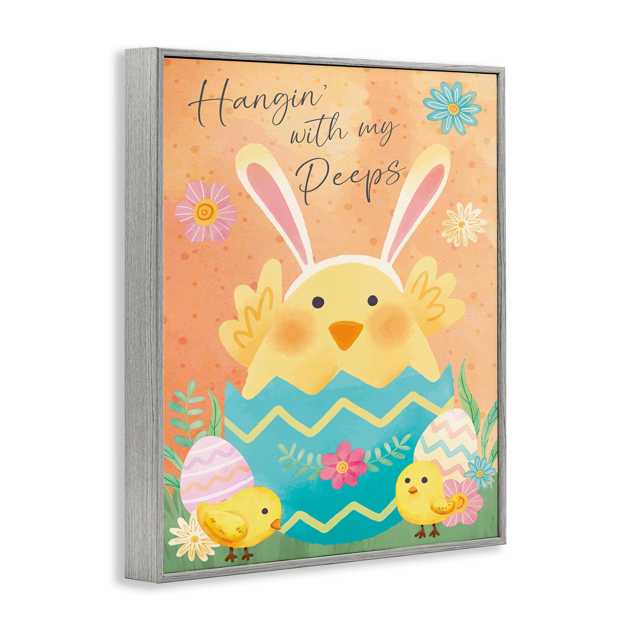 Stupell Industries Hangin' With My Peeps Easter Egg Chicks Framed Giclee Art