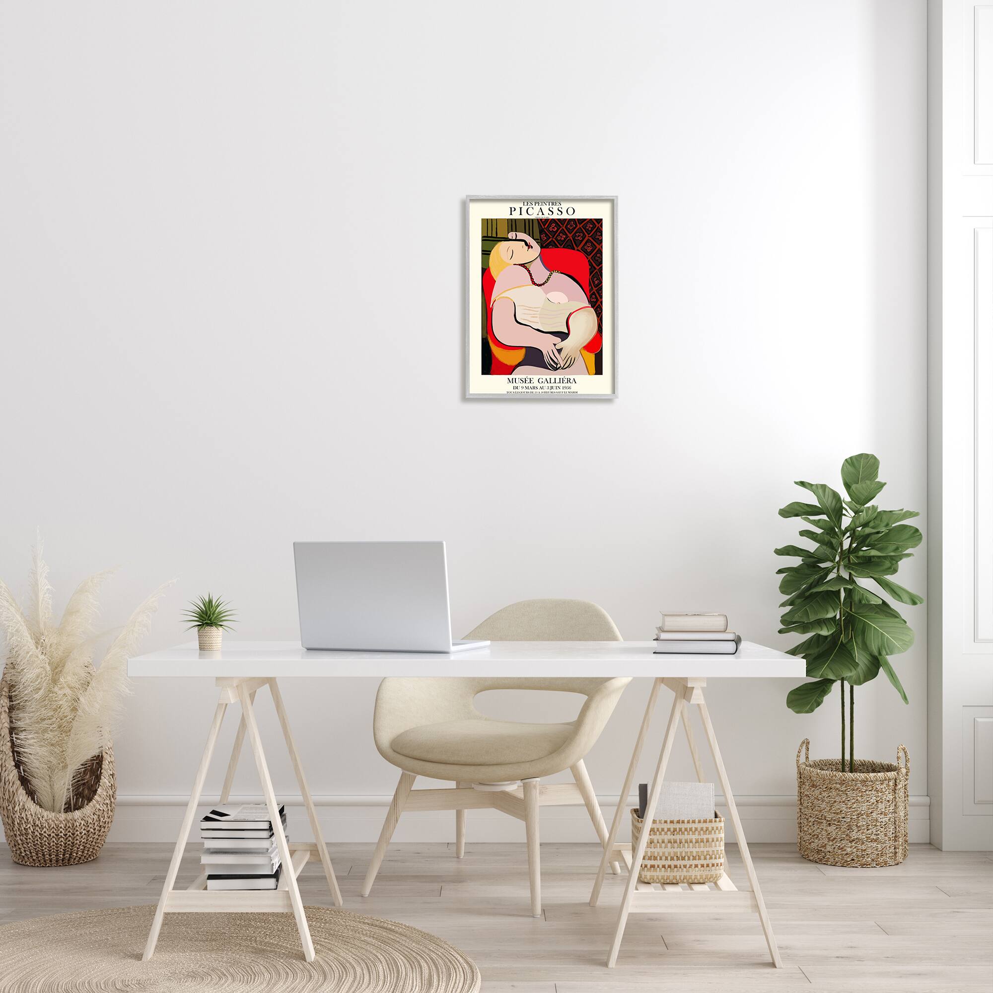 Stupell Industries Picasso Traditional Abstract Painting Dreaming Red Chair in Gray Frame Wall Art