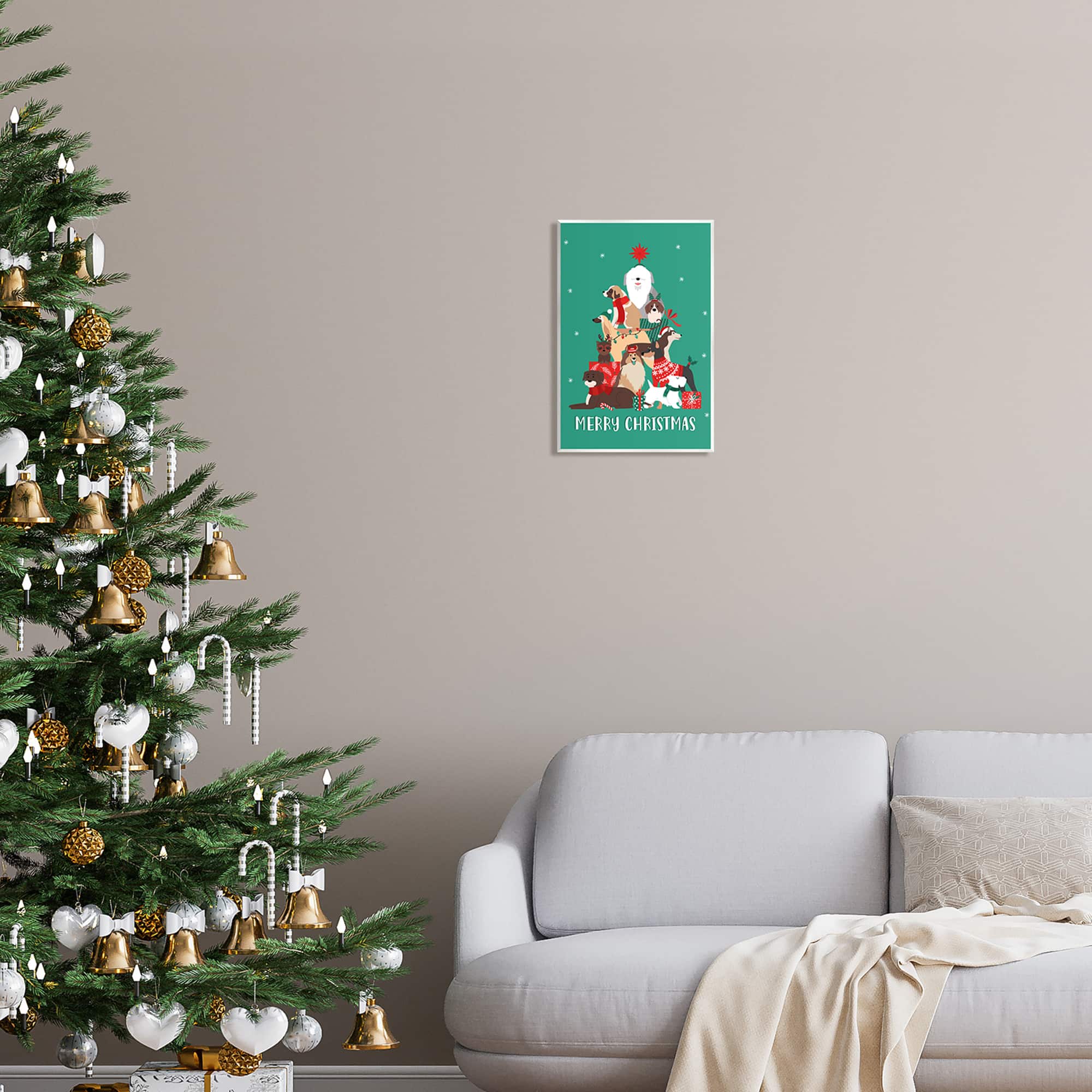 Stupell Industries Merry Christmas Happy Dog Gifts Wall Plaque Art