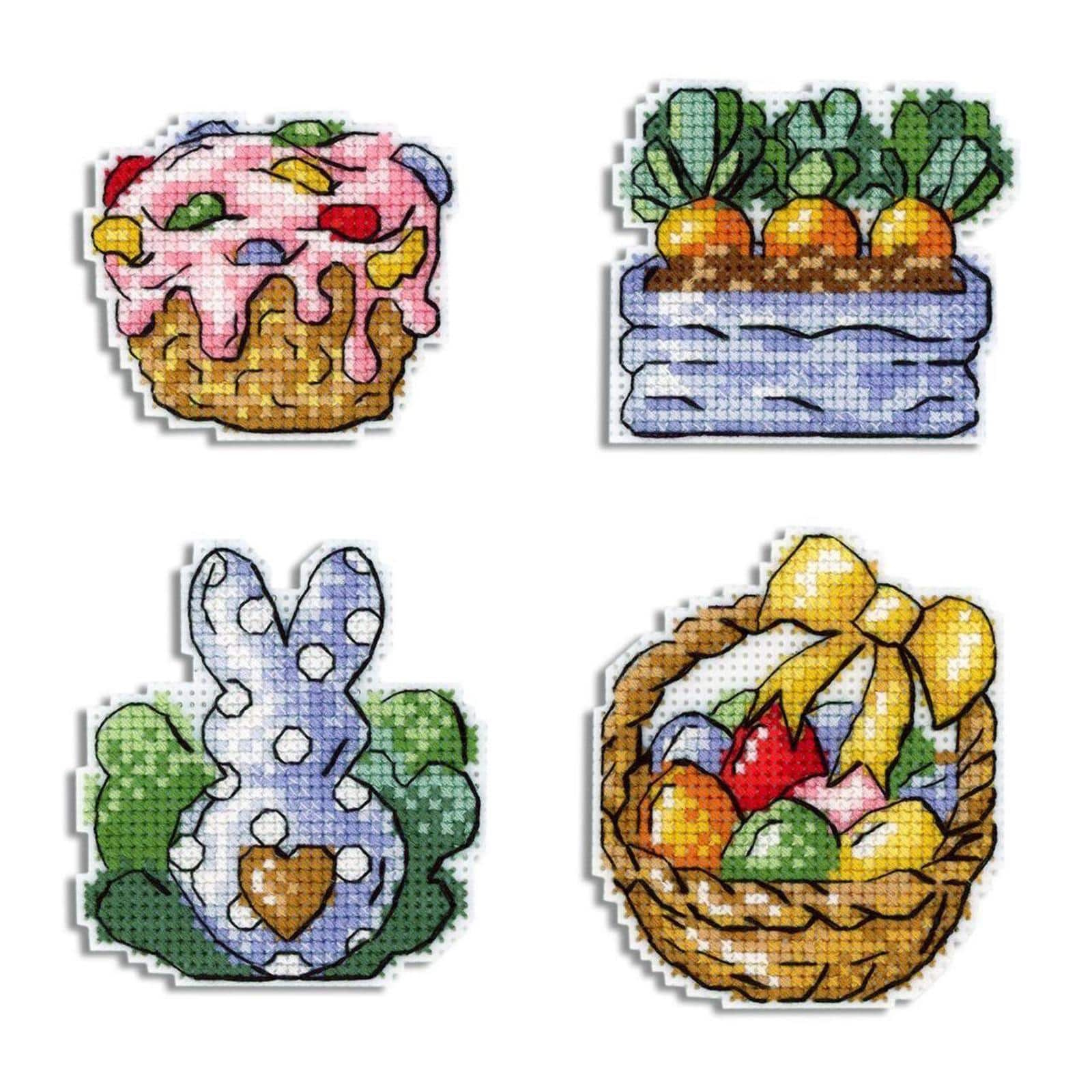 MP Studia Rabbit and Carrots. Magnets Plastic Canvas Plastic Canvas Counted Cross Stitch Kit