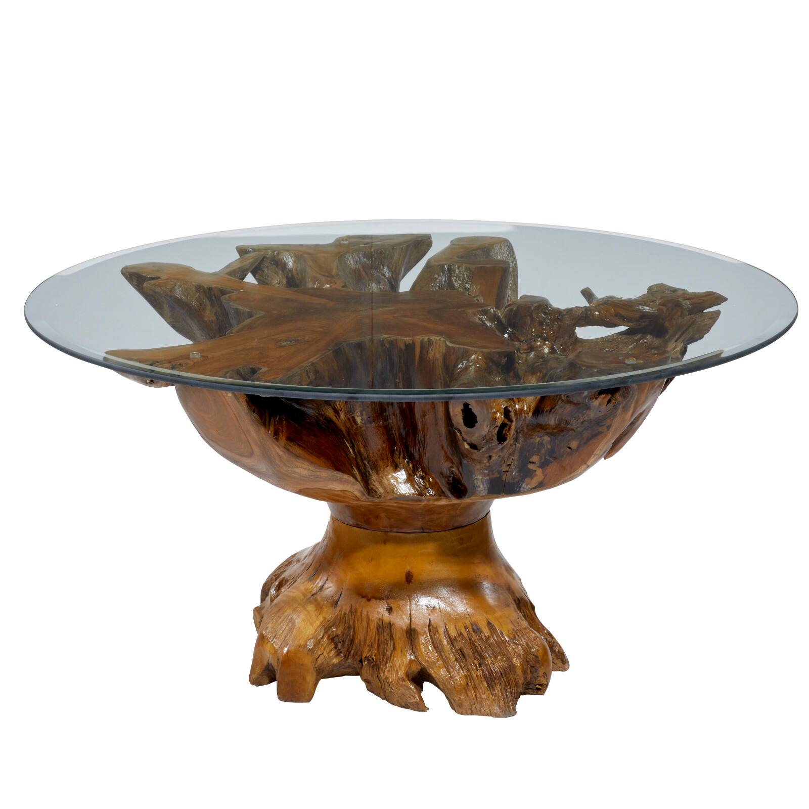 36" Brown Teak Wood Rustic Coffee Table