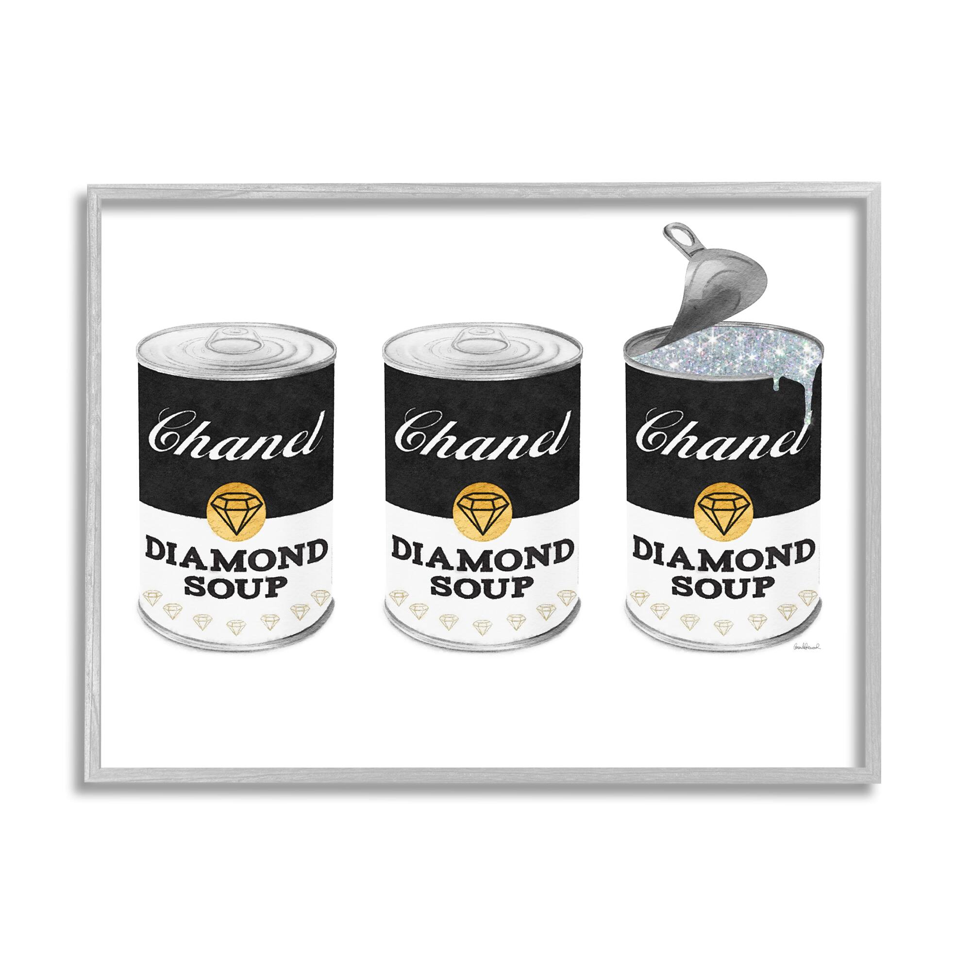 Stupell Industries Fashion Condensed Soup Trio Glam Black Diamond Pop Framed Wall Art