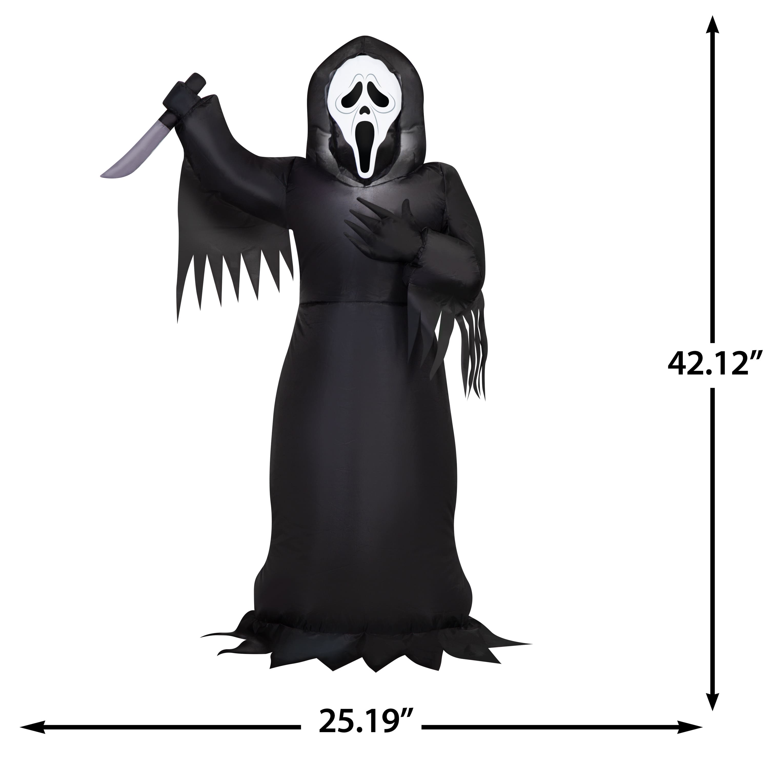 3.5ft. Airblown® Inflatable Ghost Face with Knife Halloween Lighted Décor