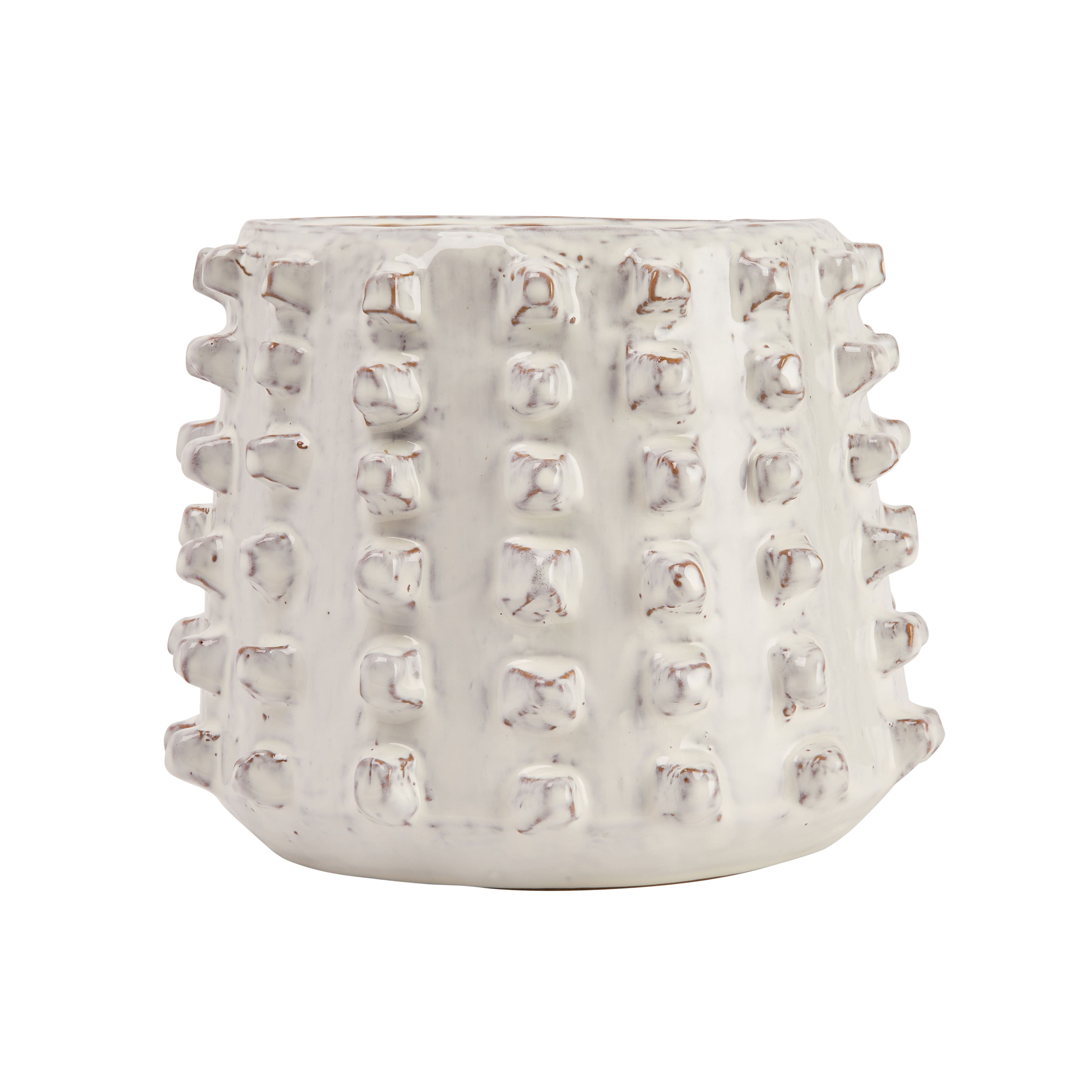 Hello Honey® 11" Ivory Stoneware Sculptural Planter with Raised Dots