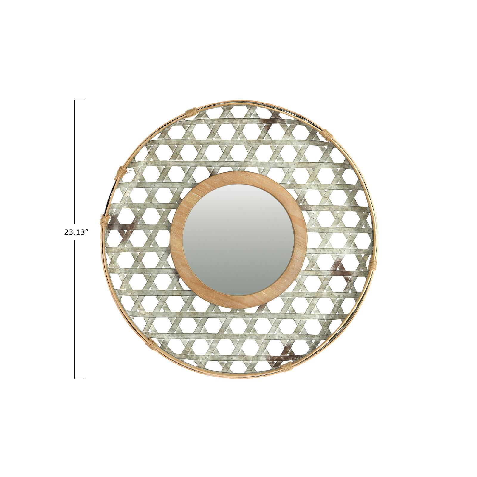 Hello Honey® 23" Silver Metal & Wood Wall Mirror