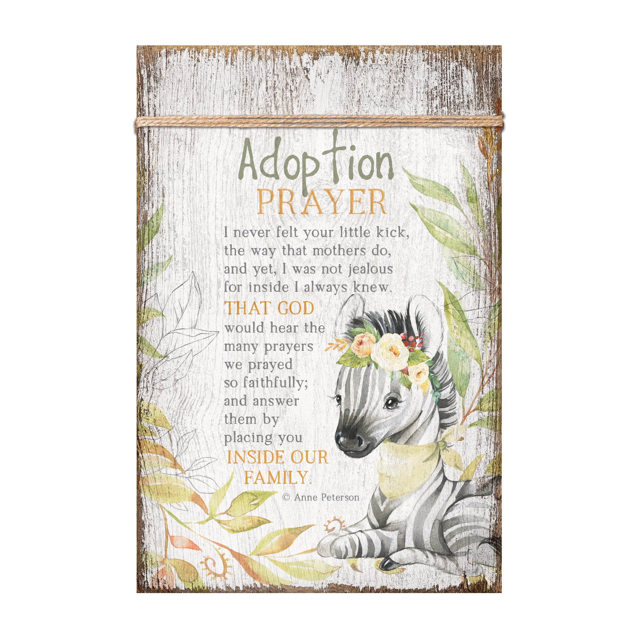 Adoption Prayer Plaque with Easel and Wall Hanger
