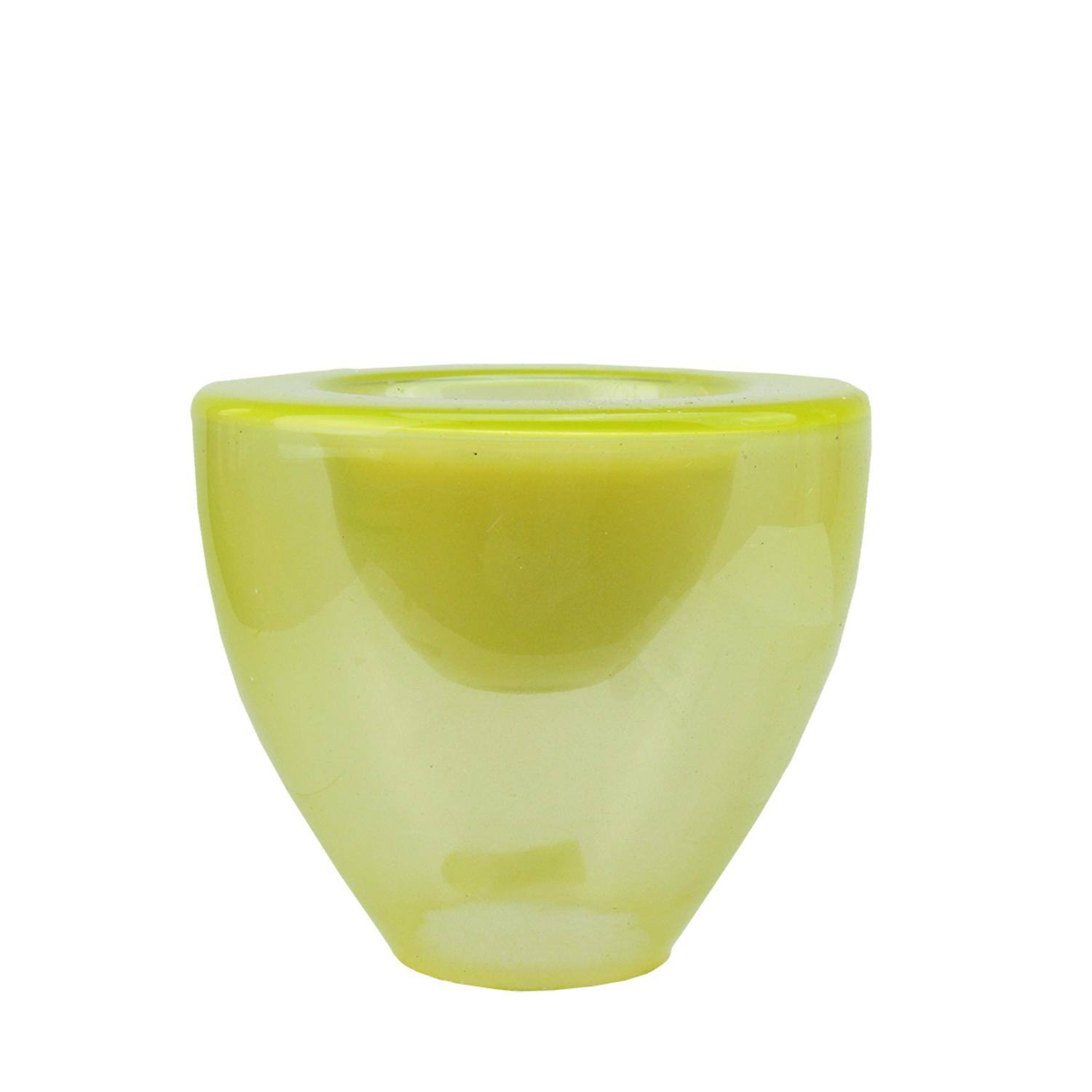 5.25" Lime Green Glass Votive Candle Holder with Wax Candle