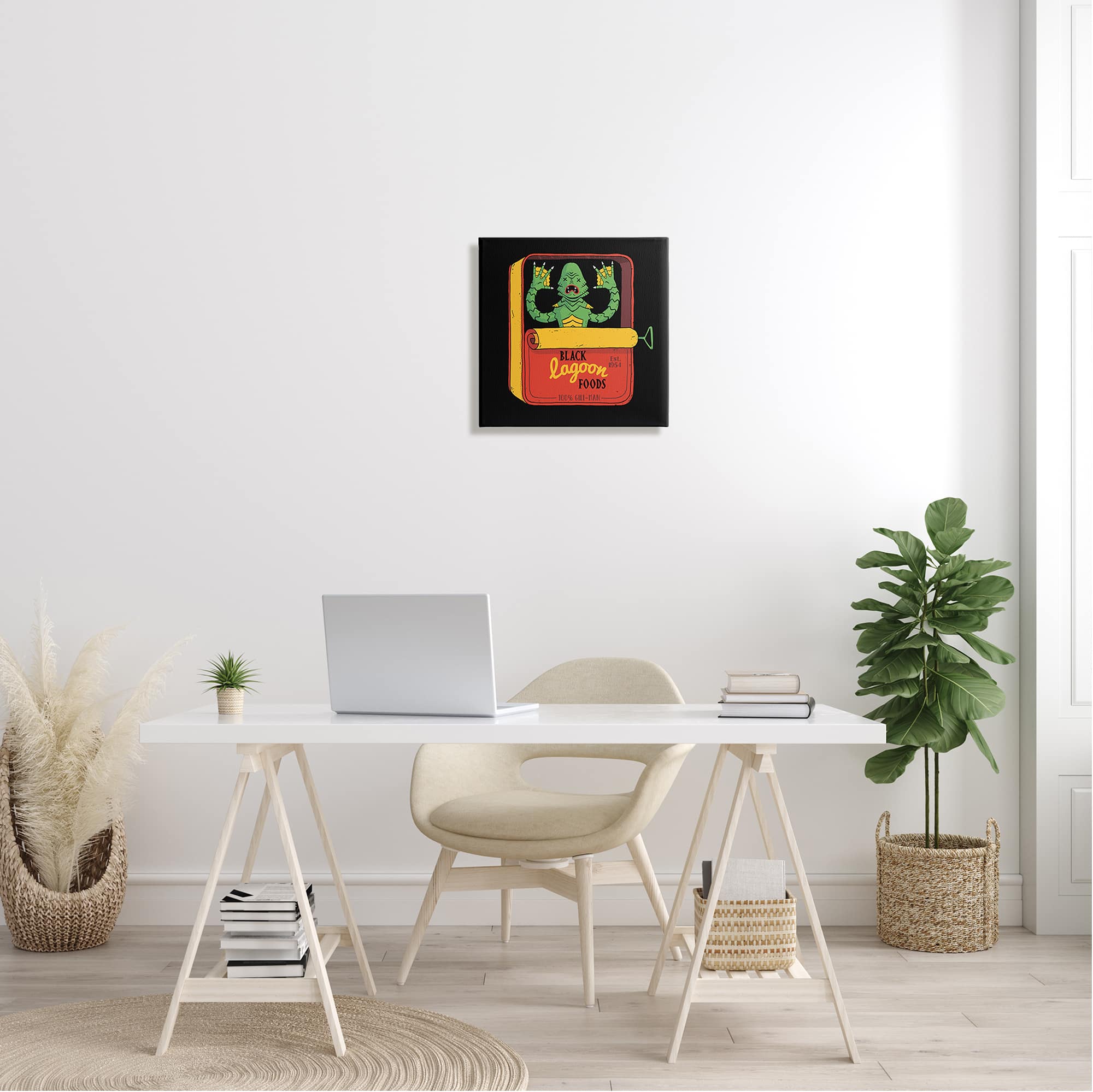 Stupell Industries Black Lagoon Creature Novelty Tuna Can Design Canvas Wall Art
