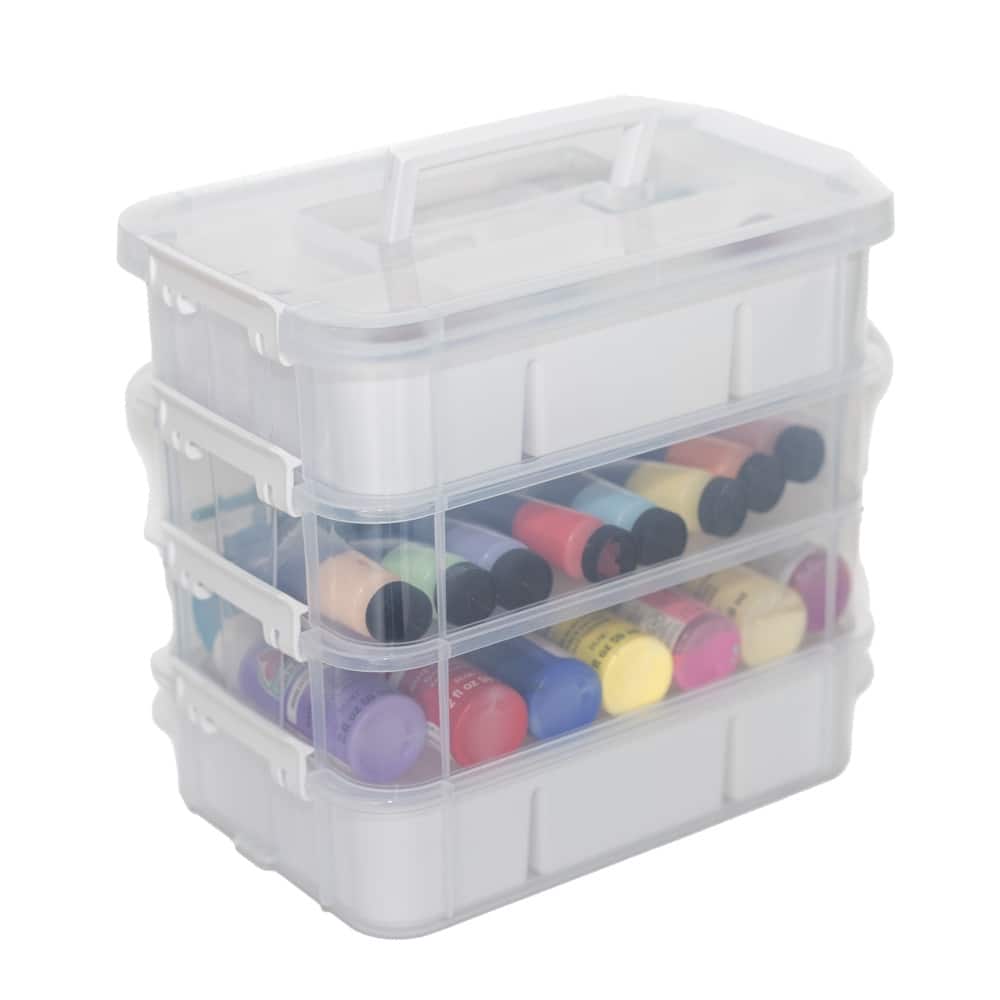 Everything Mary Clear 4-Tier Stackable Craft Storage Box with Handle