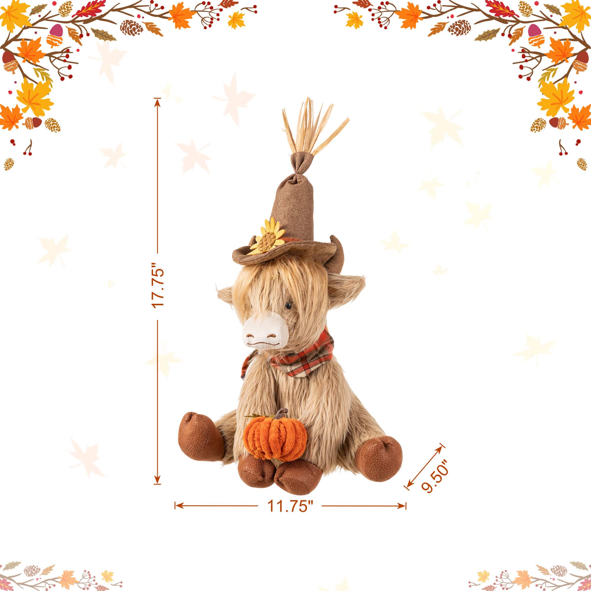 Glitzhome® 17.75" Fall Fabric Highland Cow Shelf Sitter