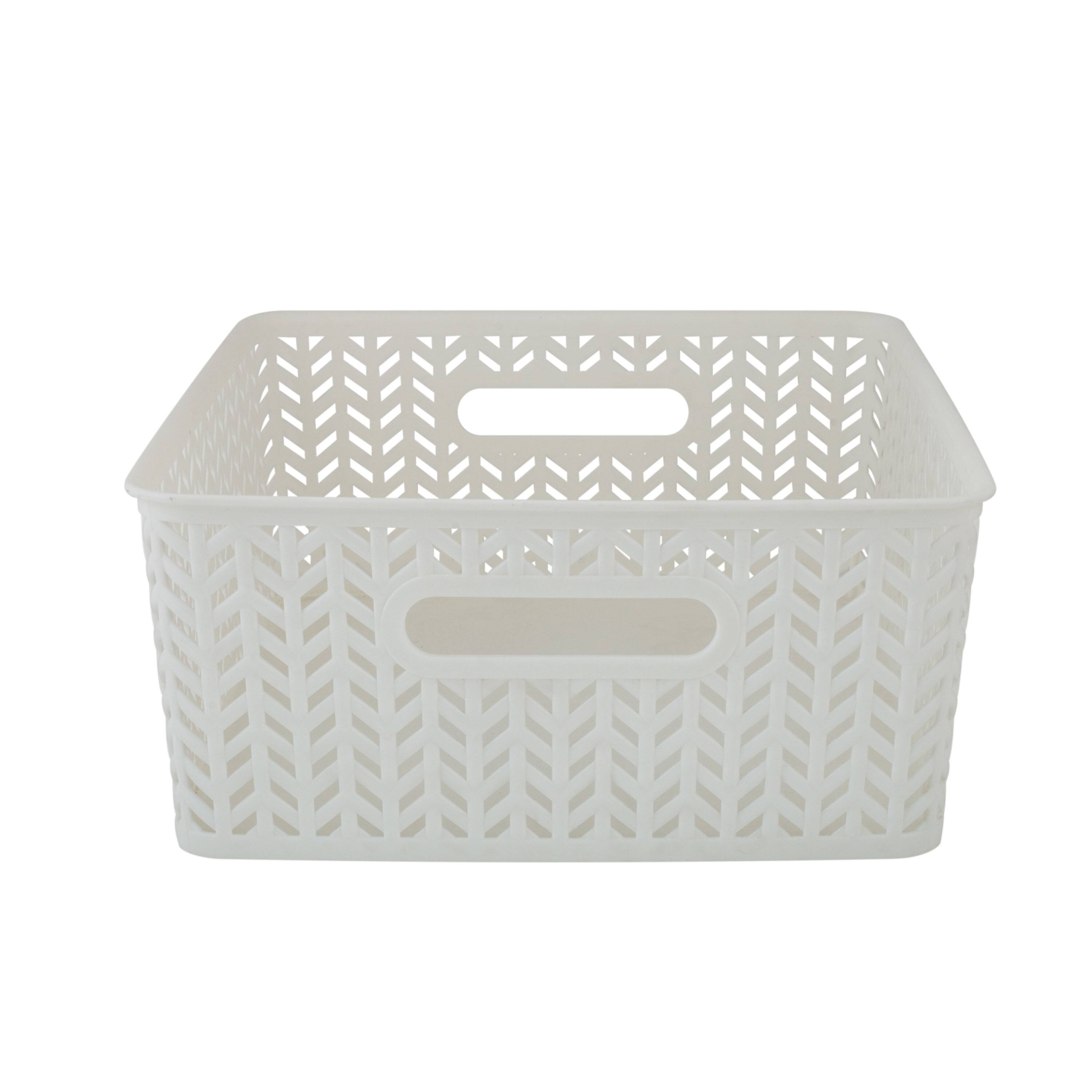 Simplify Medium Herringbone Storage Basket, 2ct.