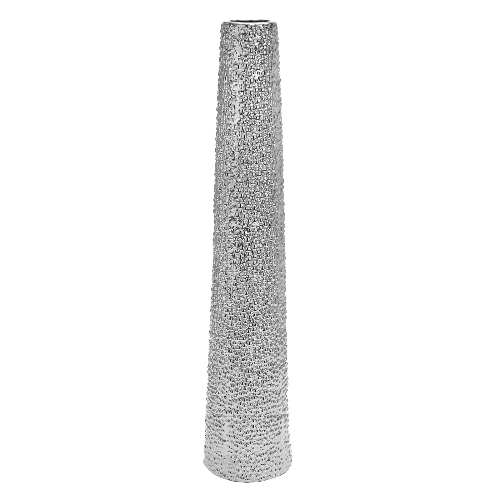 Silver Ceramic Glam Vase, 40" x 8" x 8"