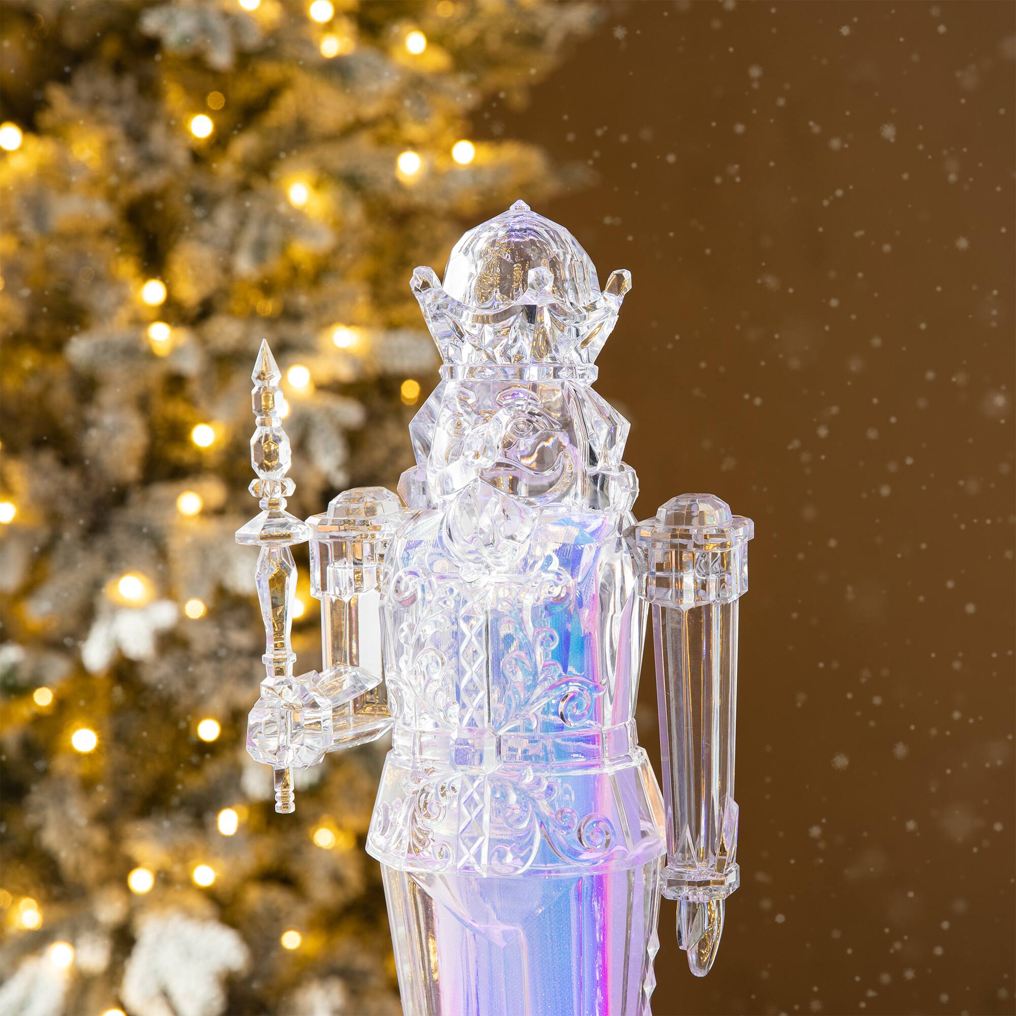 Glitzhome® 18" Acrylic Lighted Tabletop Nutcracker Figurine
