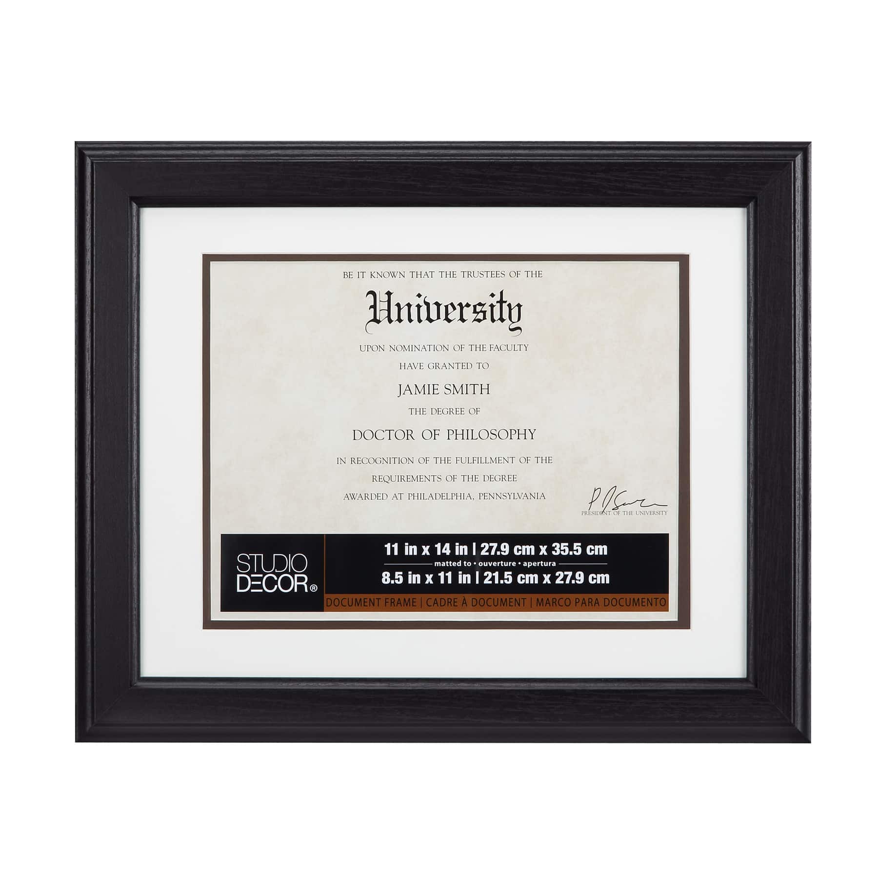 11" x 14" Brown Document Frame with Double Mat by Studio Décor®