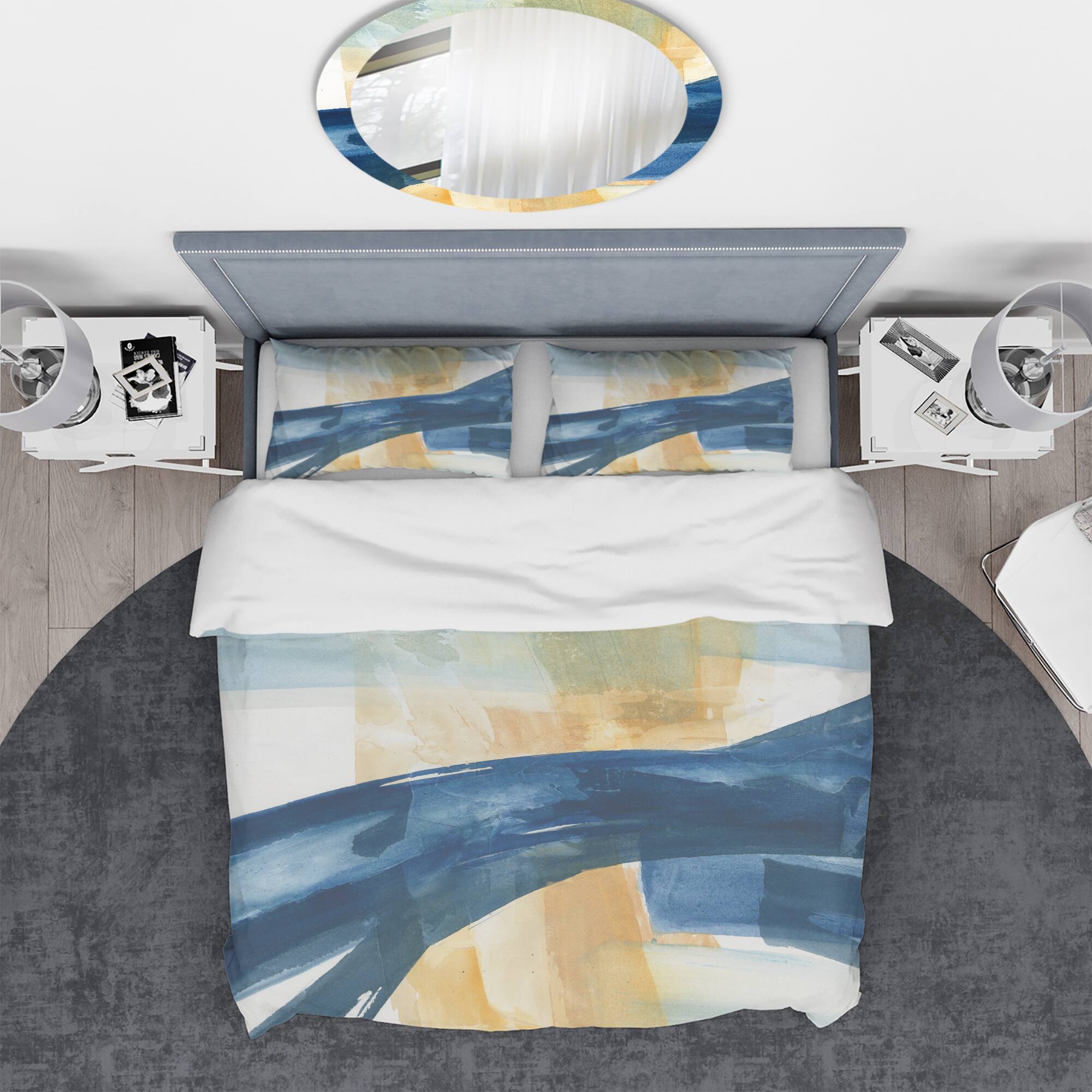 Designart 'Indigo Panel III' Geometric Bedding Set - Duvet Cover & Shams