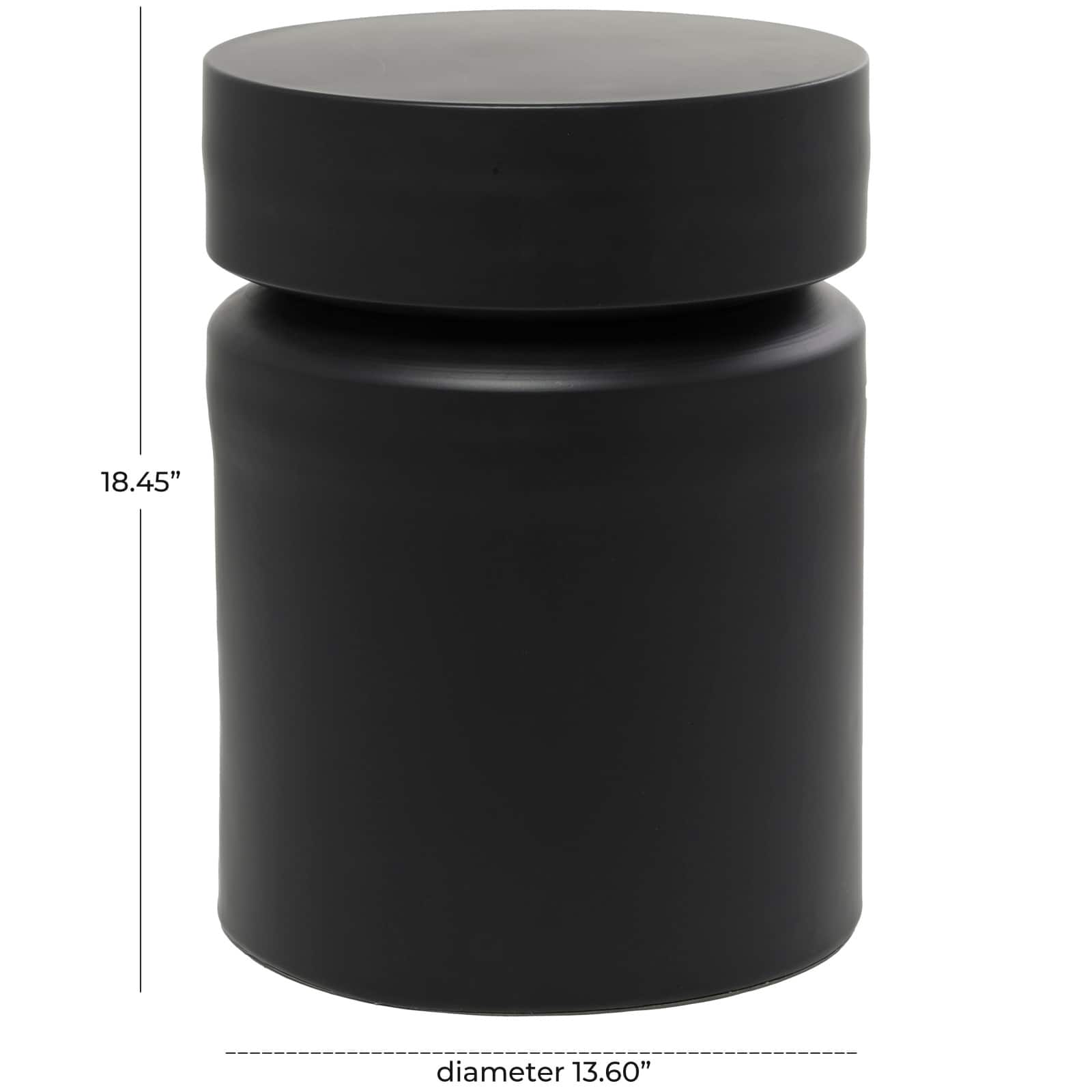 18" Black Metal Drum Accent Table