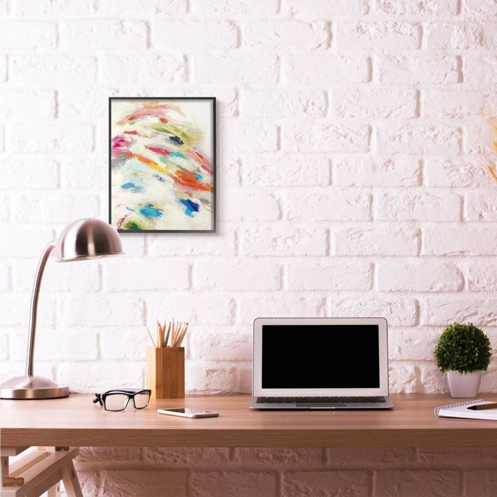 Stupell Industries Abstract Color Movement Textured Painting Black Framed Wall Art